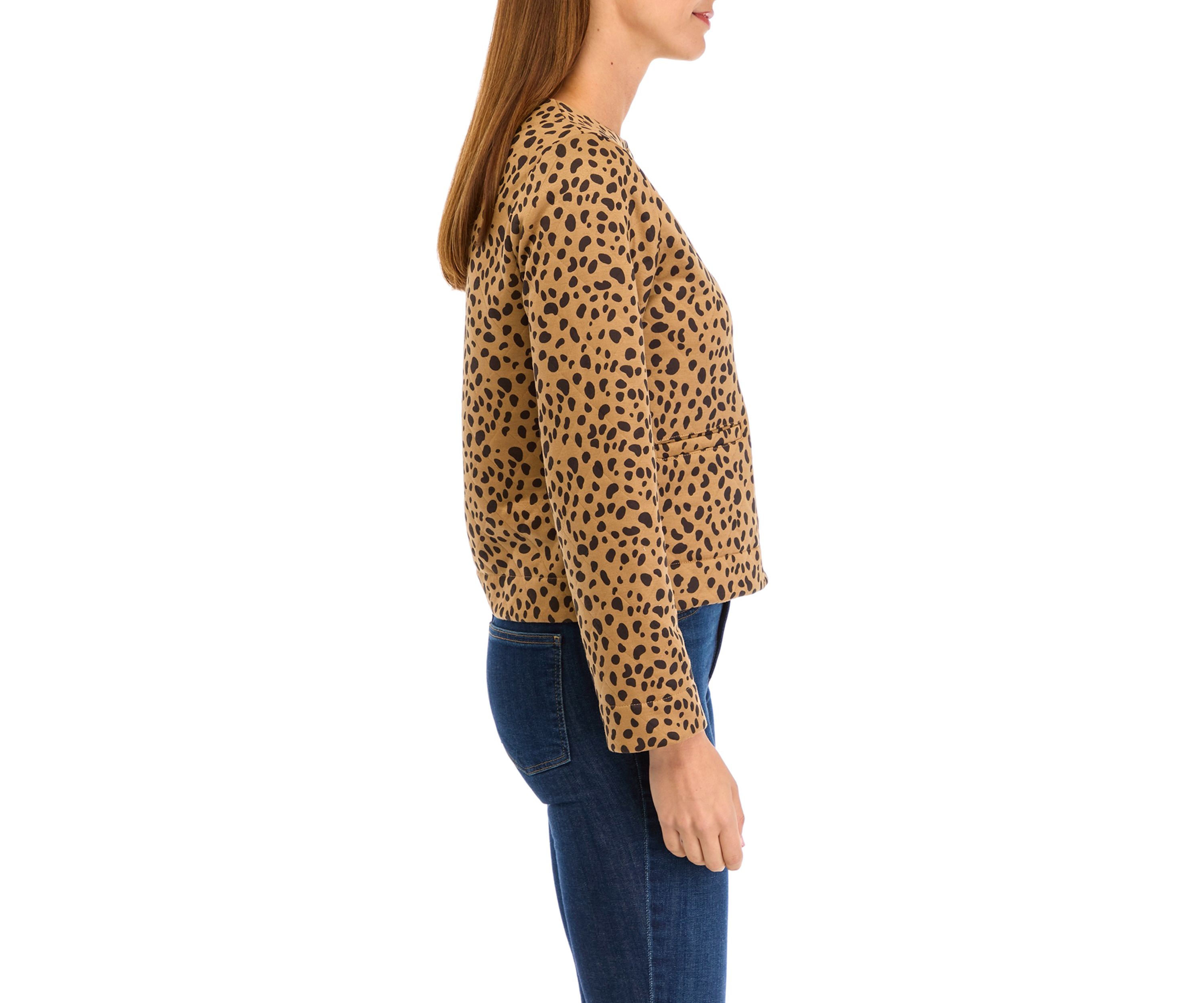 Womens Crop Knit Quilted Jacket