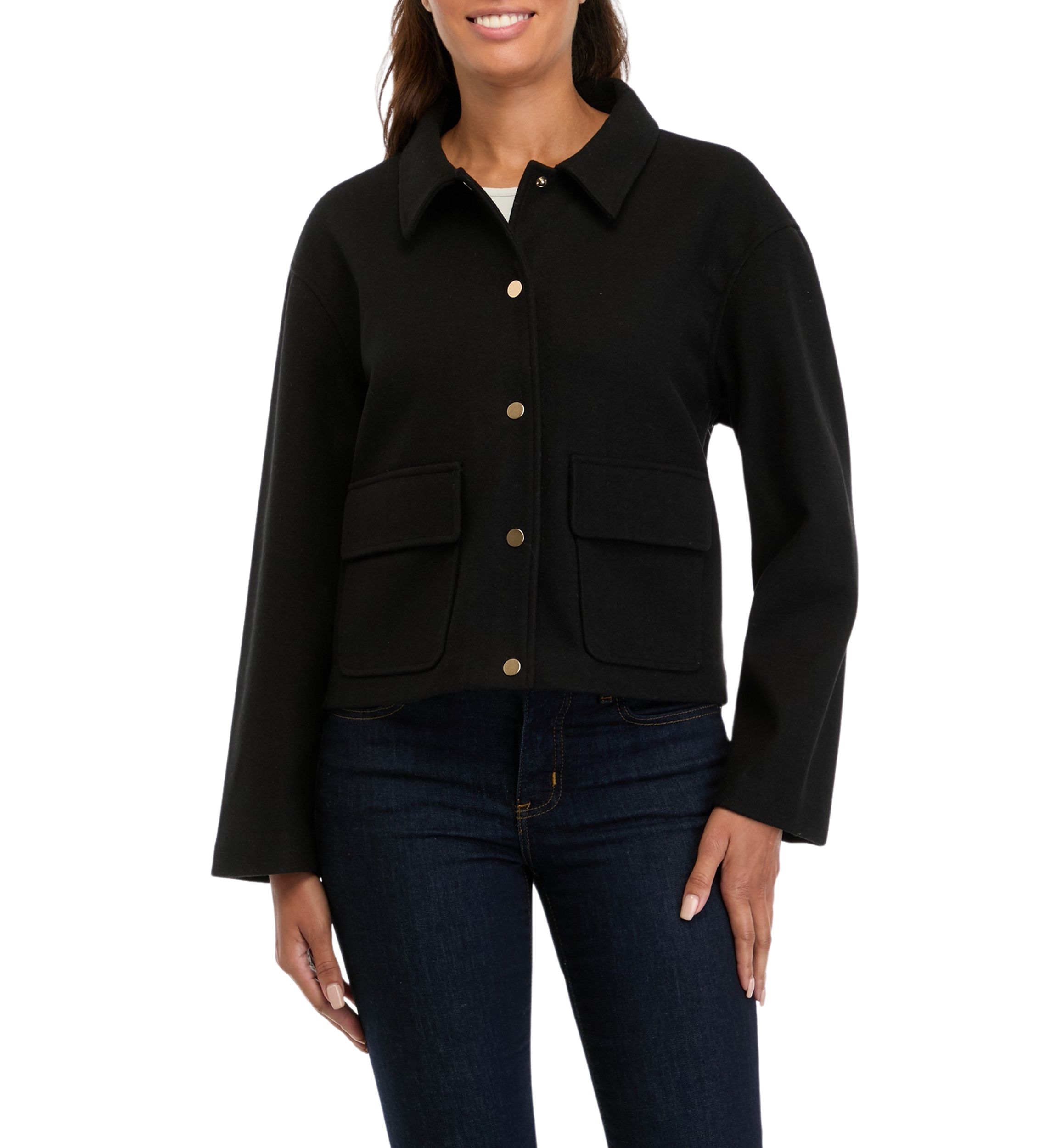 Womens Wool Blend Cropped Jacket 