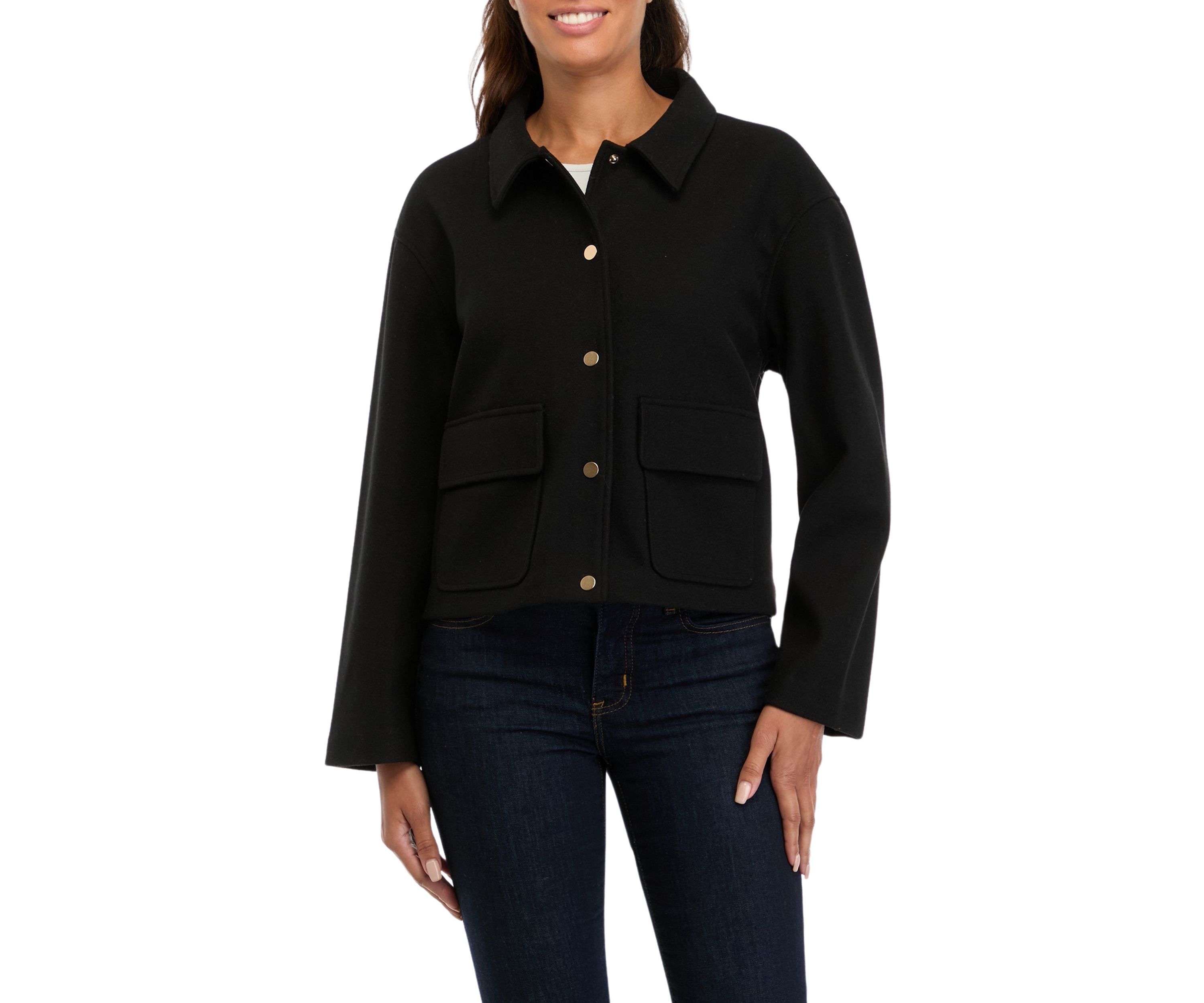 Womens Wool Blend Cropped Jacket 