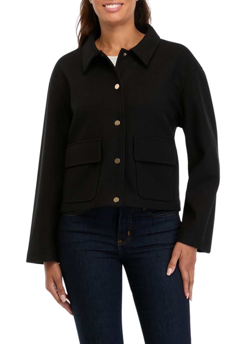 Womens Wool Blend Cropped Jacket 