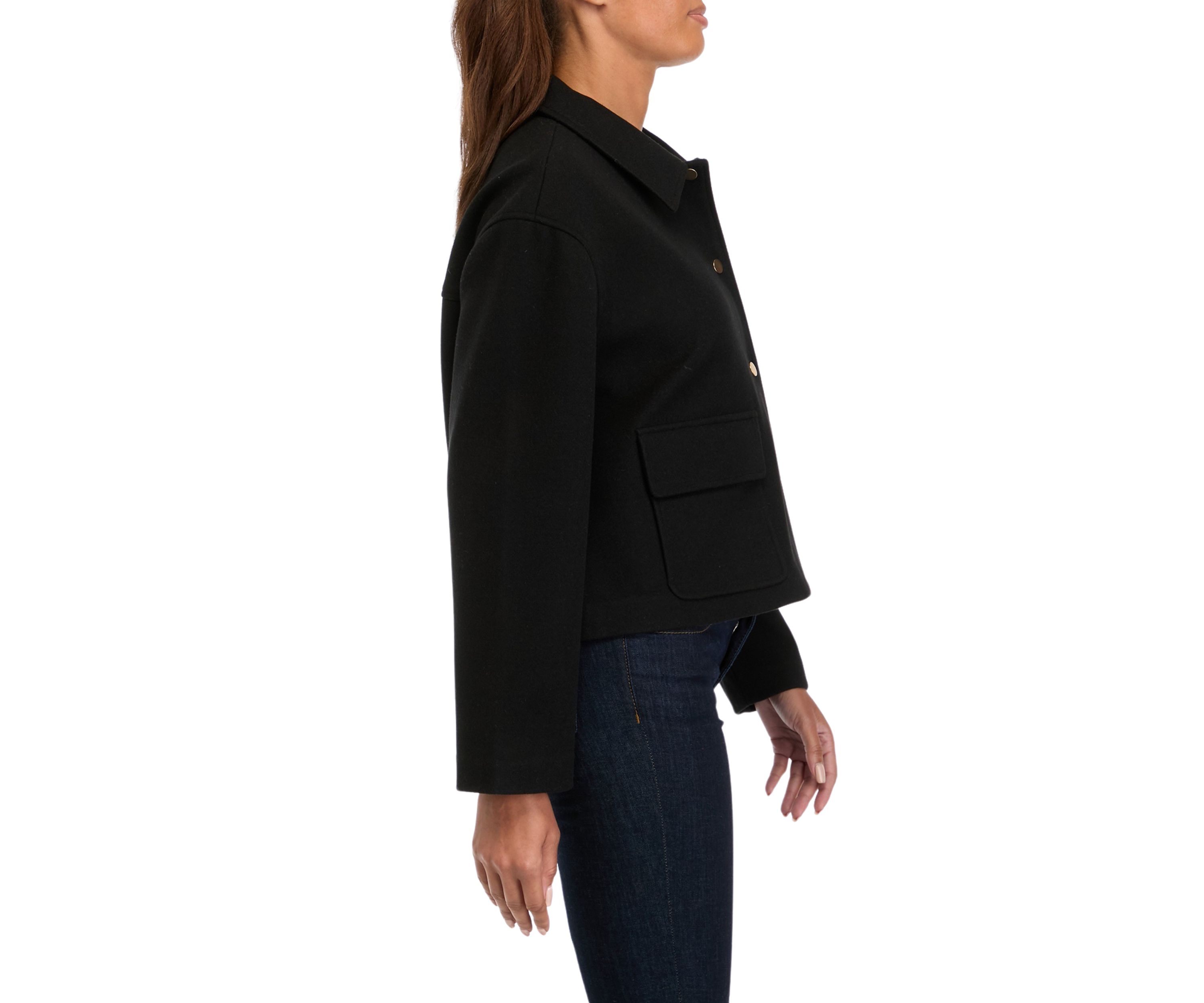 Womens Wool Blend Cropped Jacket 