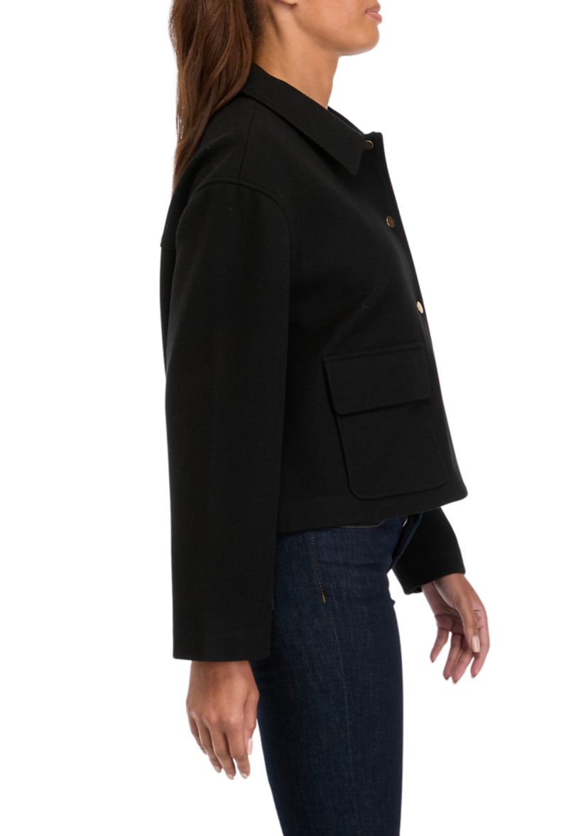 Womens Wool Blend Cropped Jacket 