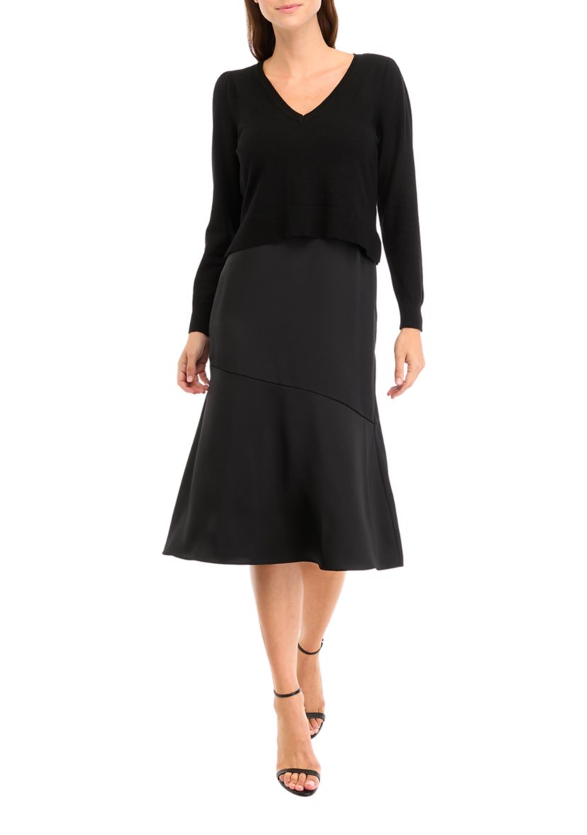 Womens Sweater Satin Dress