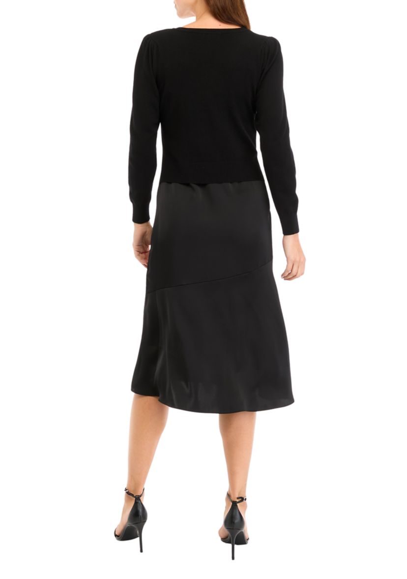 Womens Sweater Satin Dress