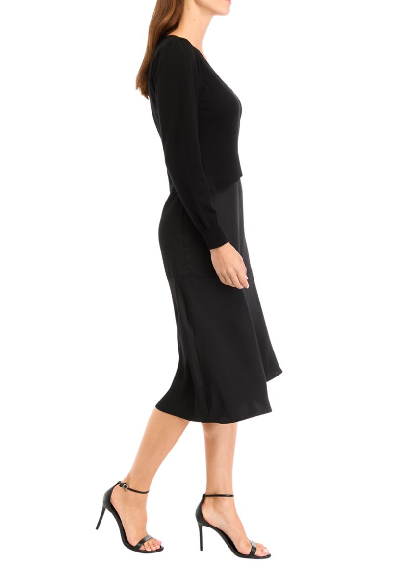 Womens Sweater Satin Dress