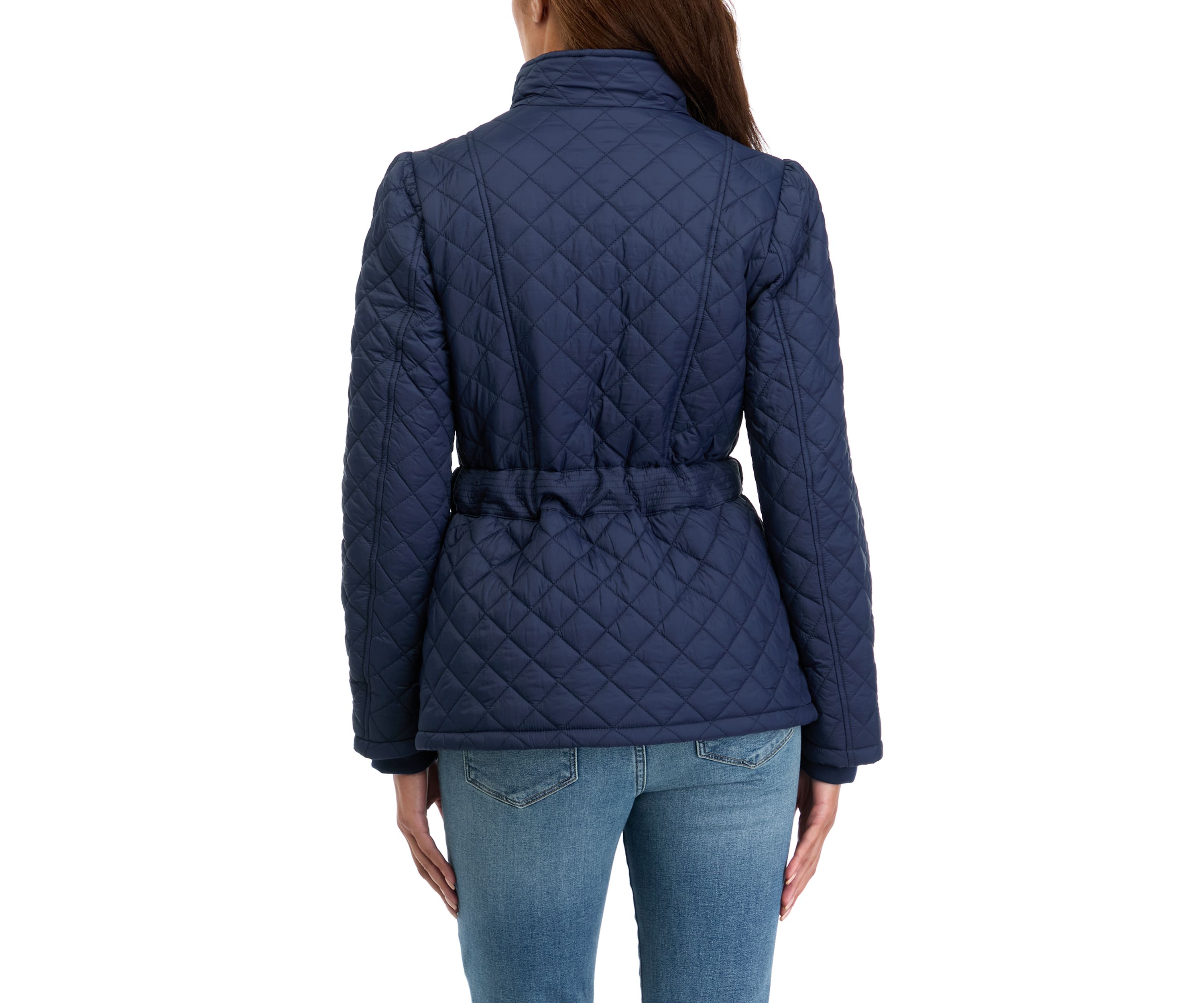 Womens Long Sleeve Quilt Belted Jacket 