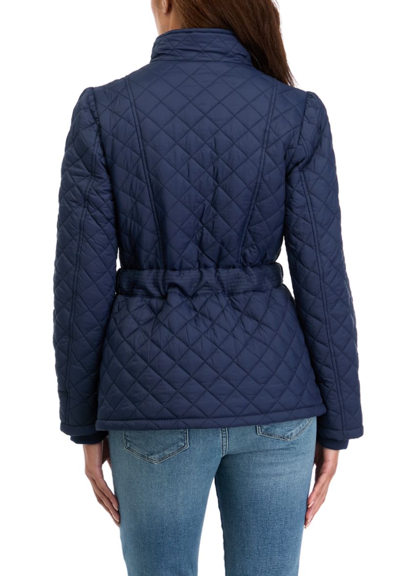 Womens Long Sleeve Quilt Belted Jacket 