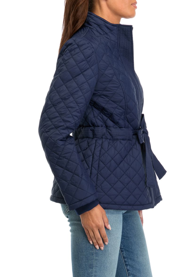 Womens Long Sleeve Quilt Belted Jacket 