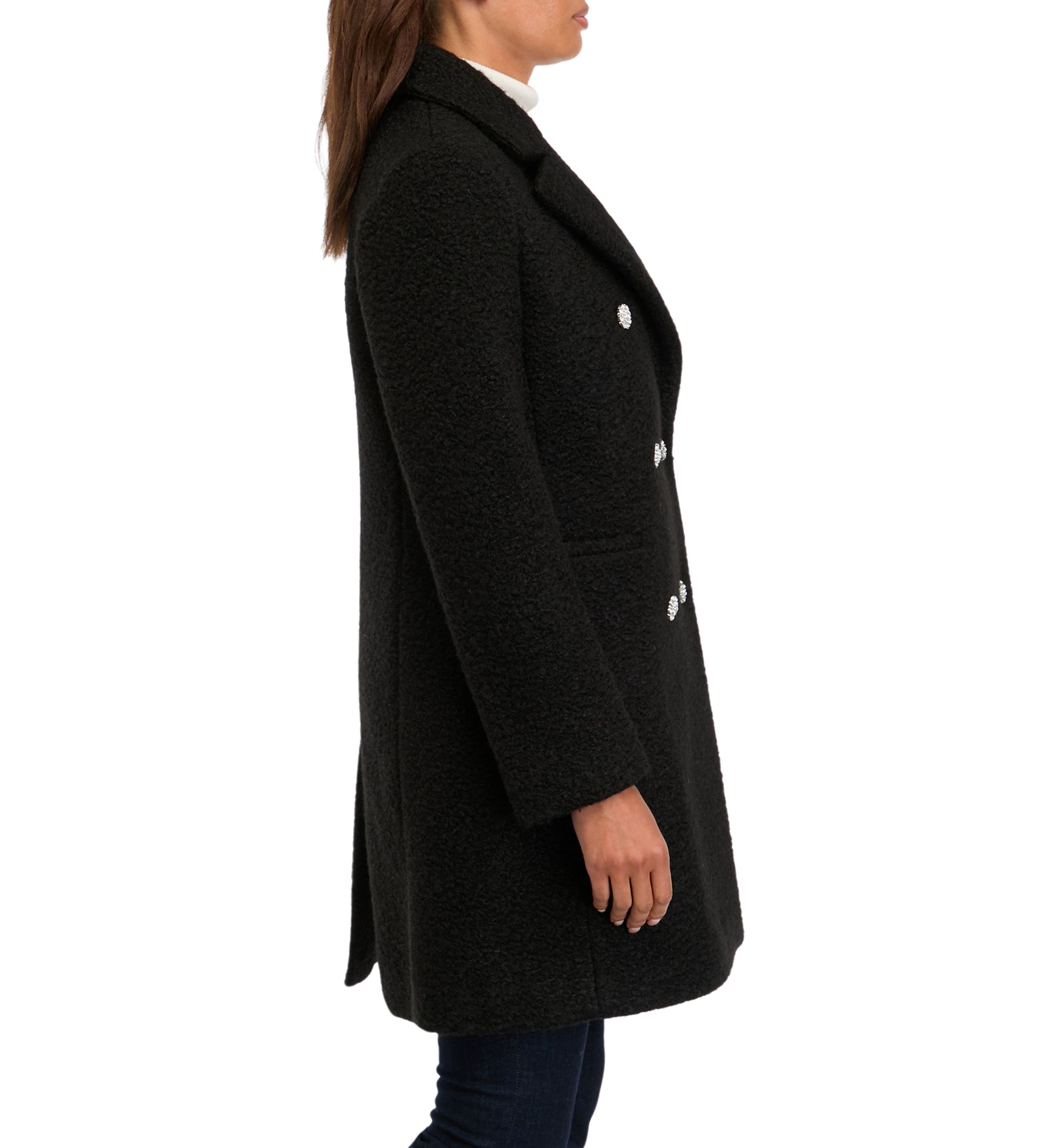 Womens Jewel Button Car Coat 