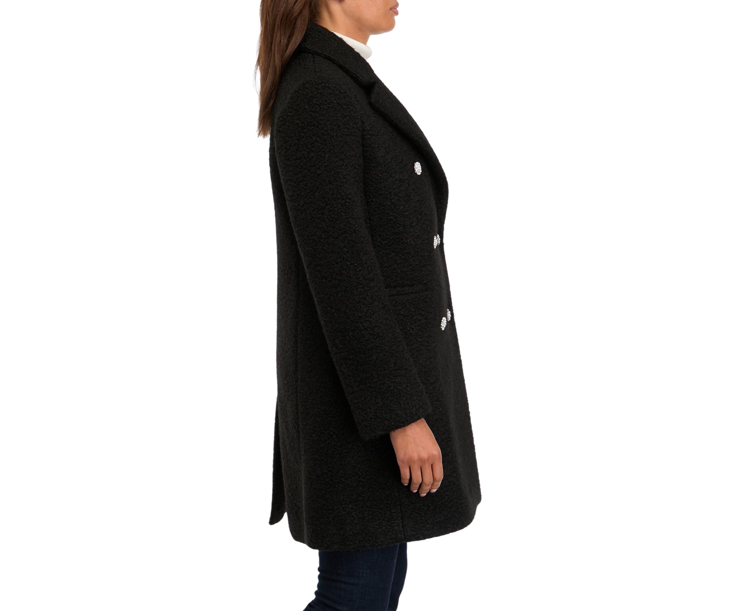 Womens Jewel Button Car Coat 