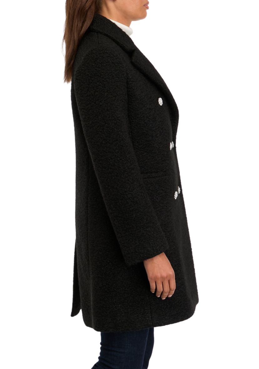 Womens Jewel Button Car Coat 