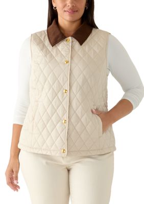 Crown & Ivy Women's Quilted Vest, Tan, 4X