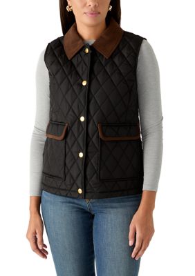 Crown & Ivy Women's Quilted Vest, Black, XXL
