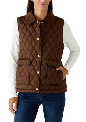 Crown & Ivy Women's Quilted Vest, Brown, Large