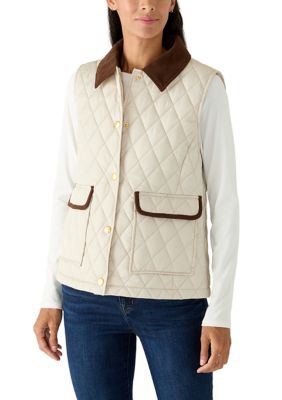 Crown & Ivy Women's Quilted Vest, Tan, XXL