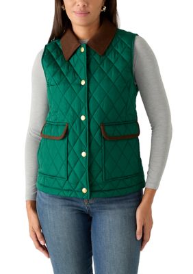 Crown & Ivy Women's Quilted Vest, Green, XXL