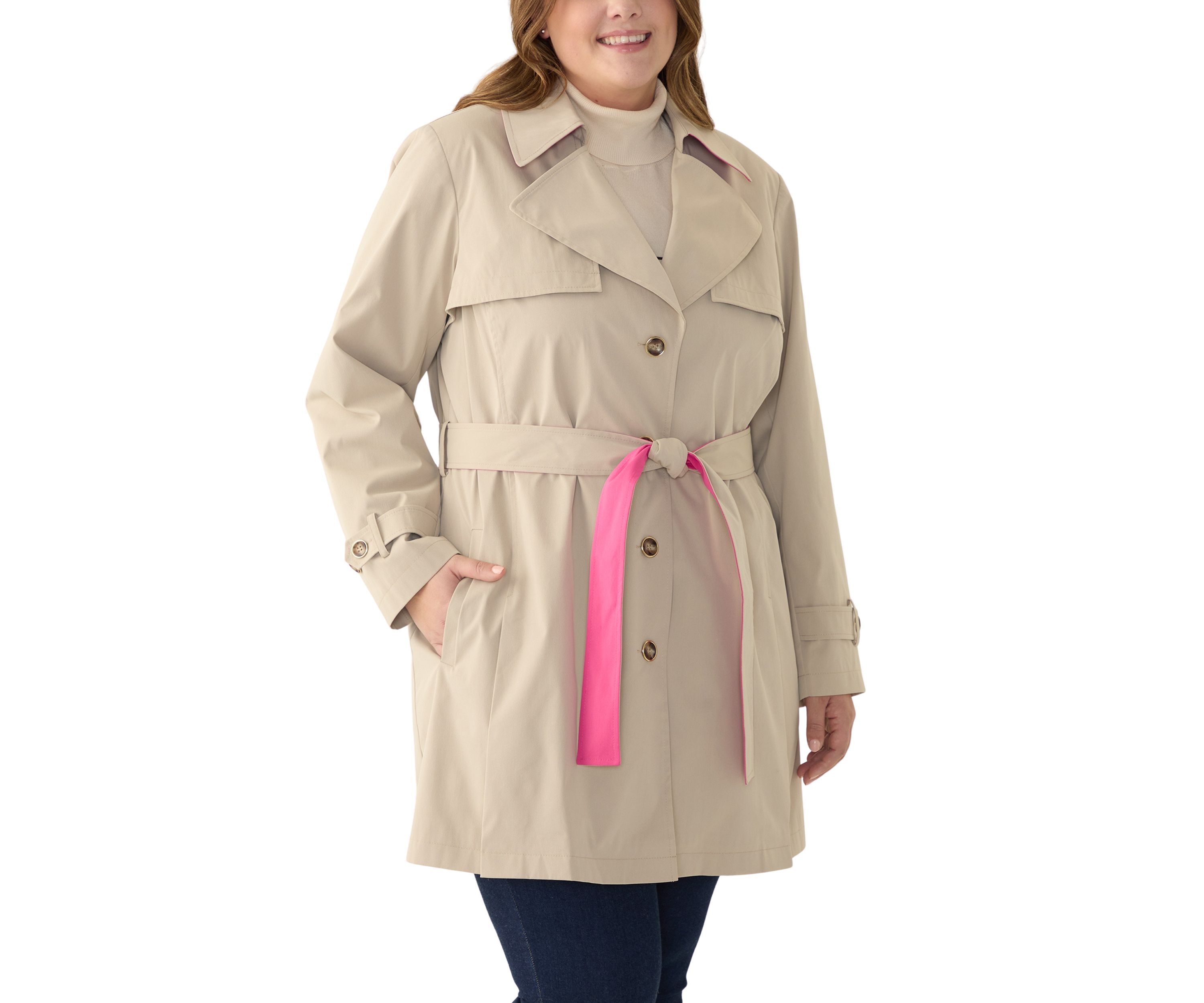 Plus Size Notch Trench Coat 