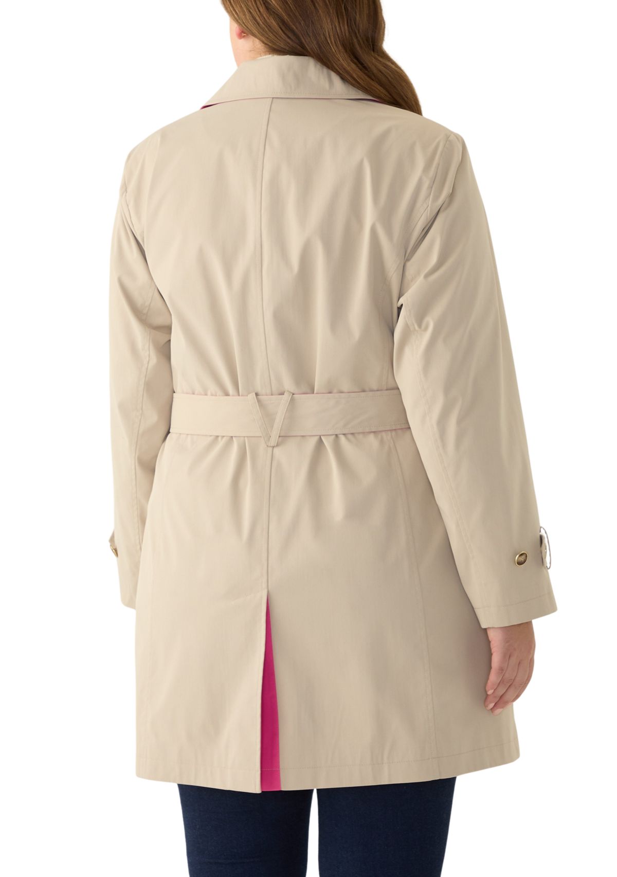 Plus Size Notch Trench Coat 