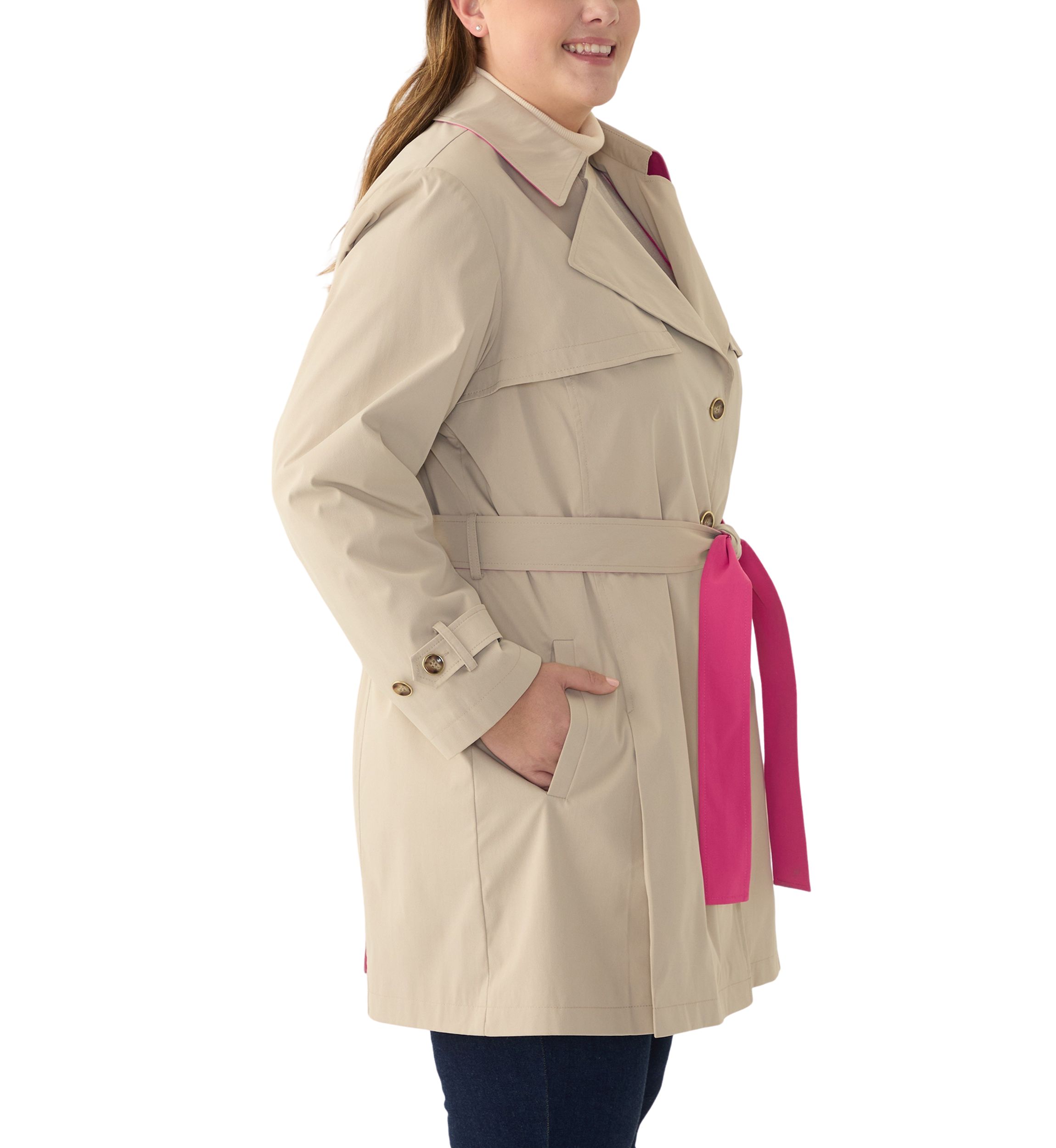 Plus Size Notch Trench Coat 