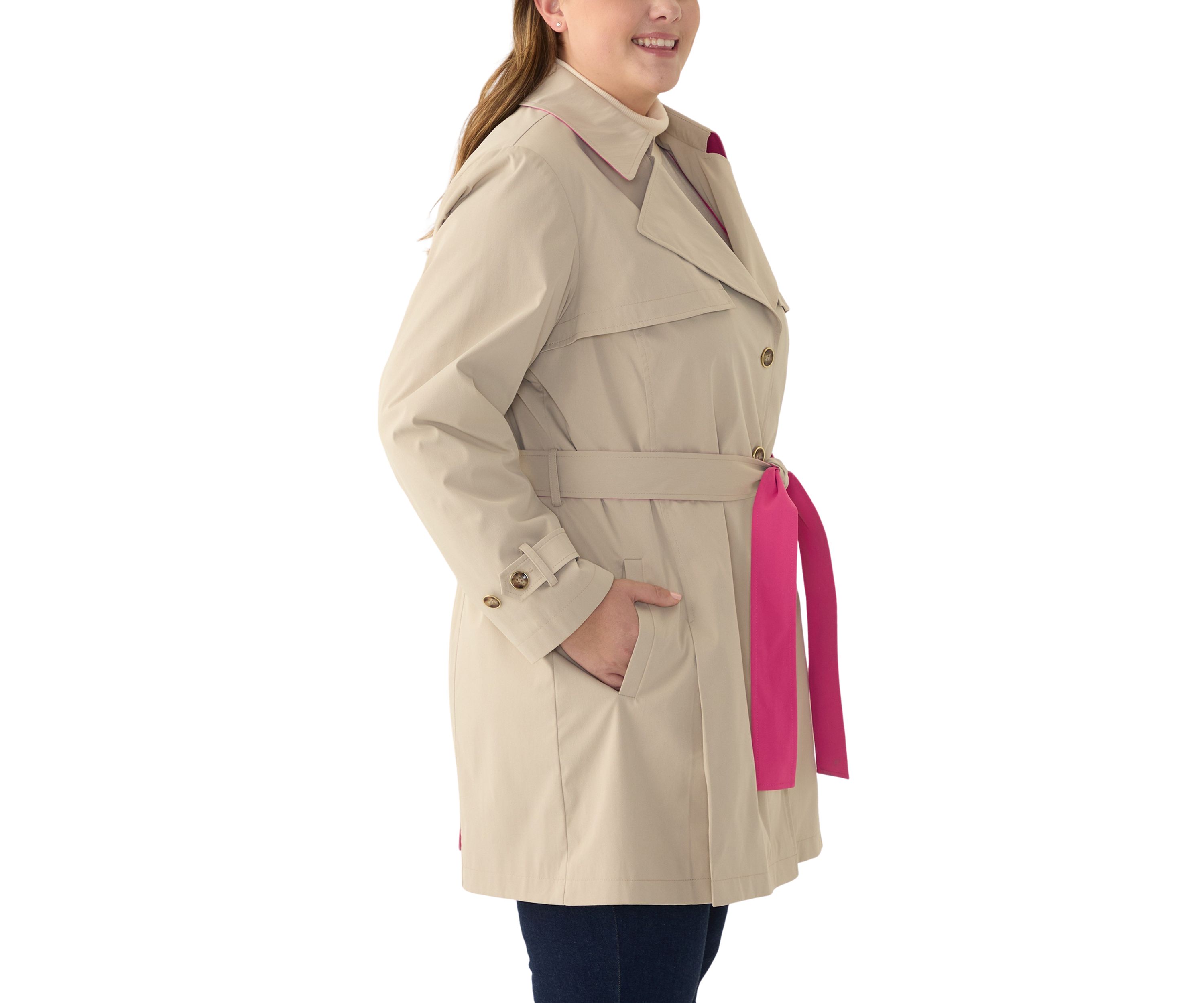 Plus Size Notch Trench Coat 