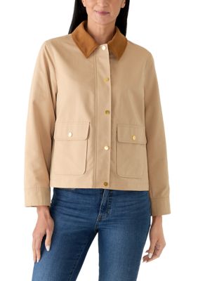 Crown & Ivy Women's Crop Twill Barn Jacket