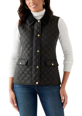 Crown & Ivy Women's Puffer Vest, Black, XXL