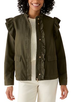 Crown & Ivy Women's Ruffle Trim Jacket