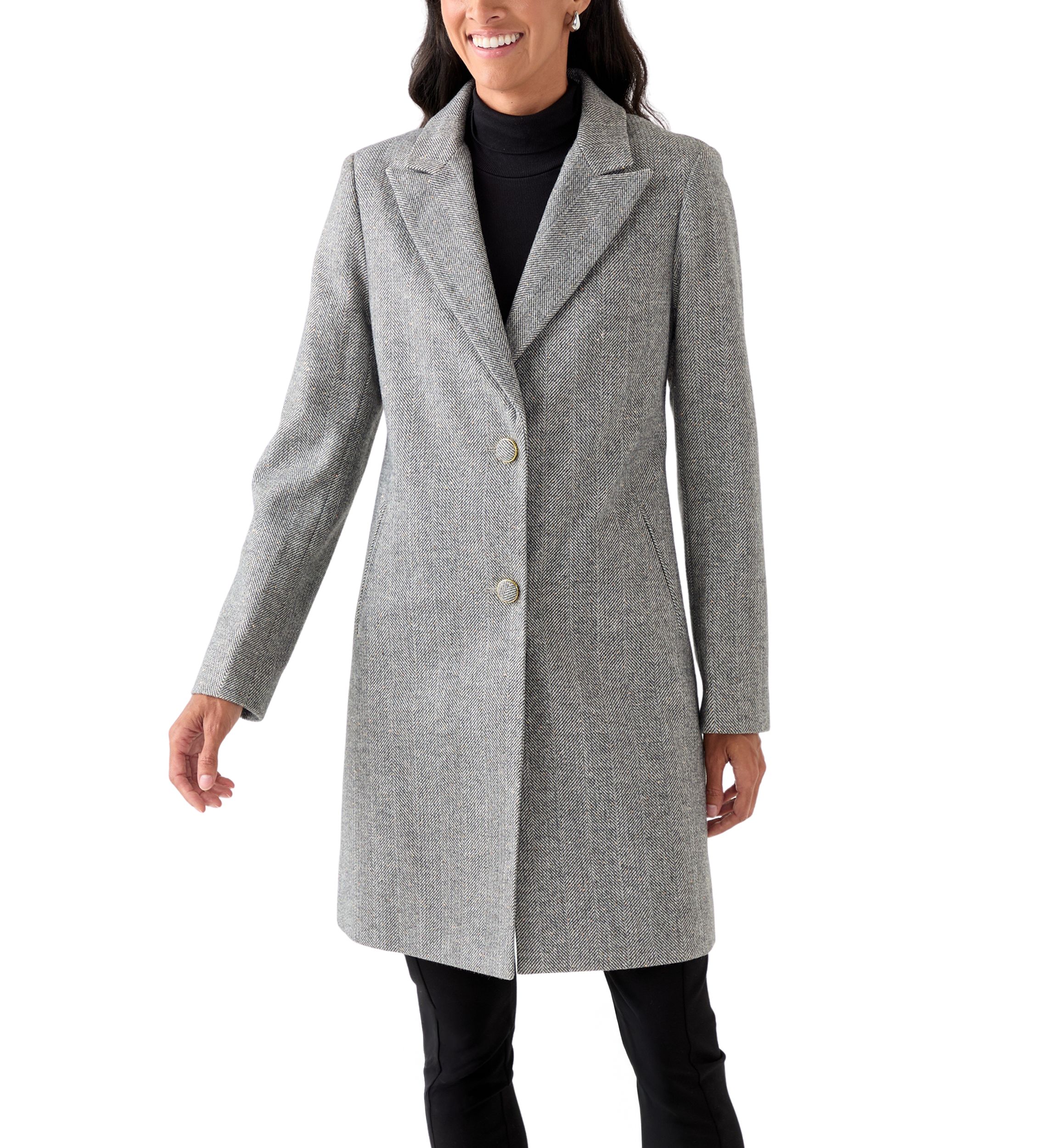 Womens Wool 2-Button Coat 