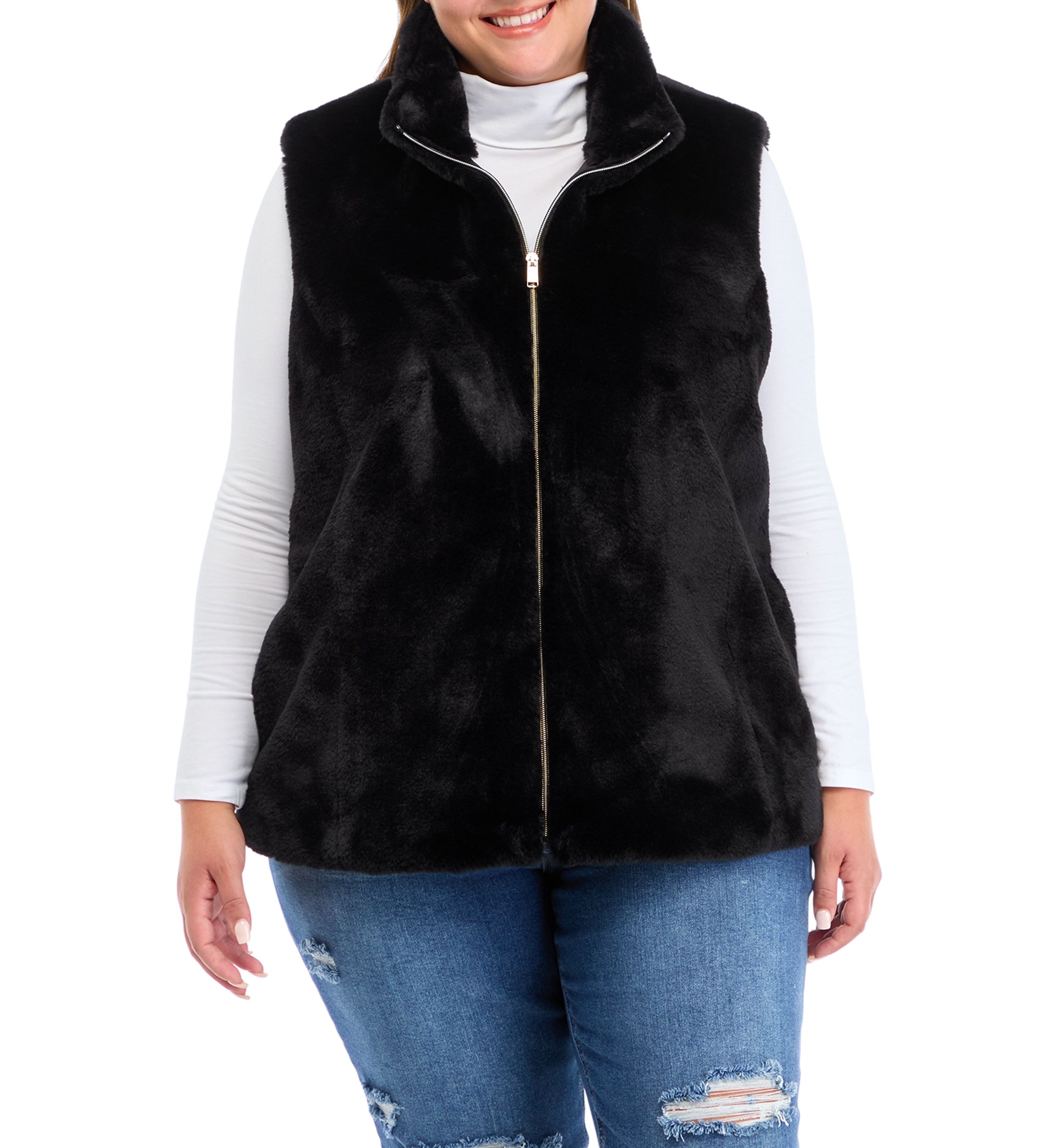 Plus Size Faux Fur Vest