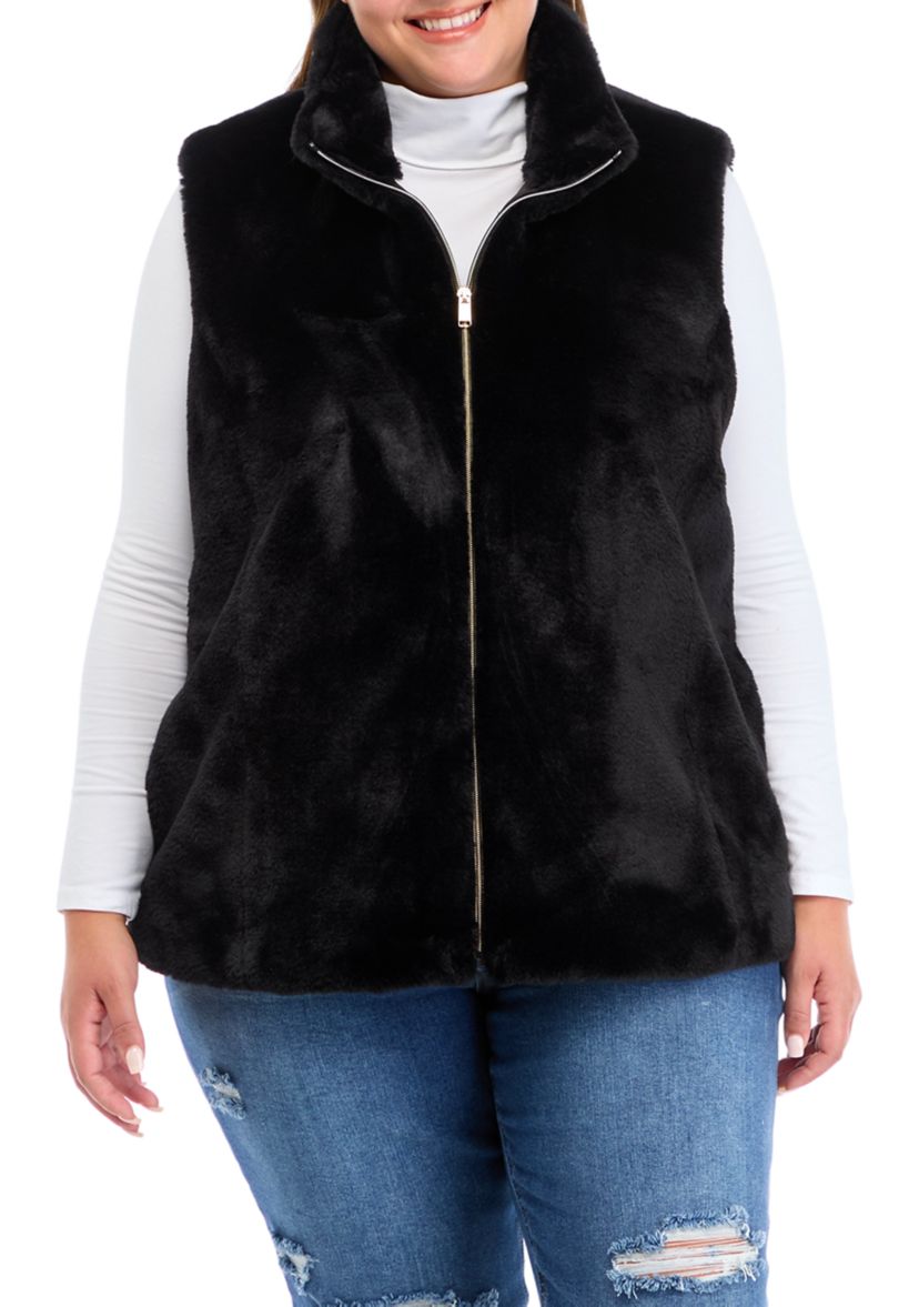 Plus Size Faux Fur Vest