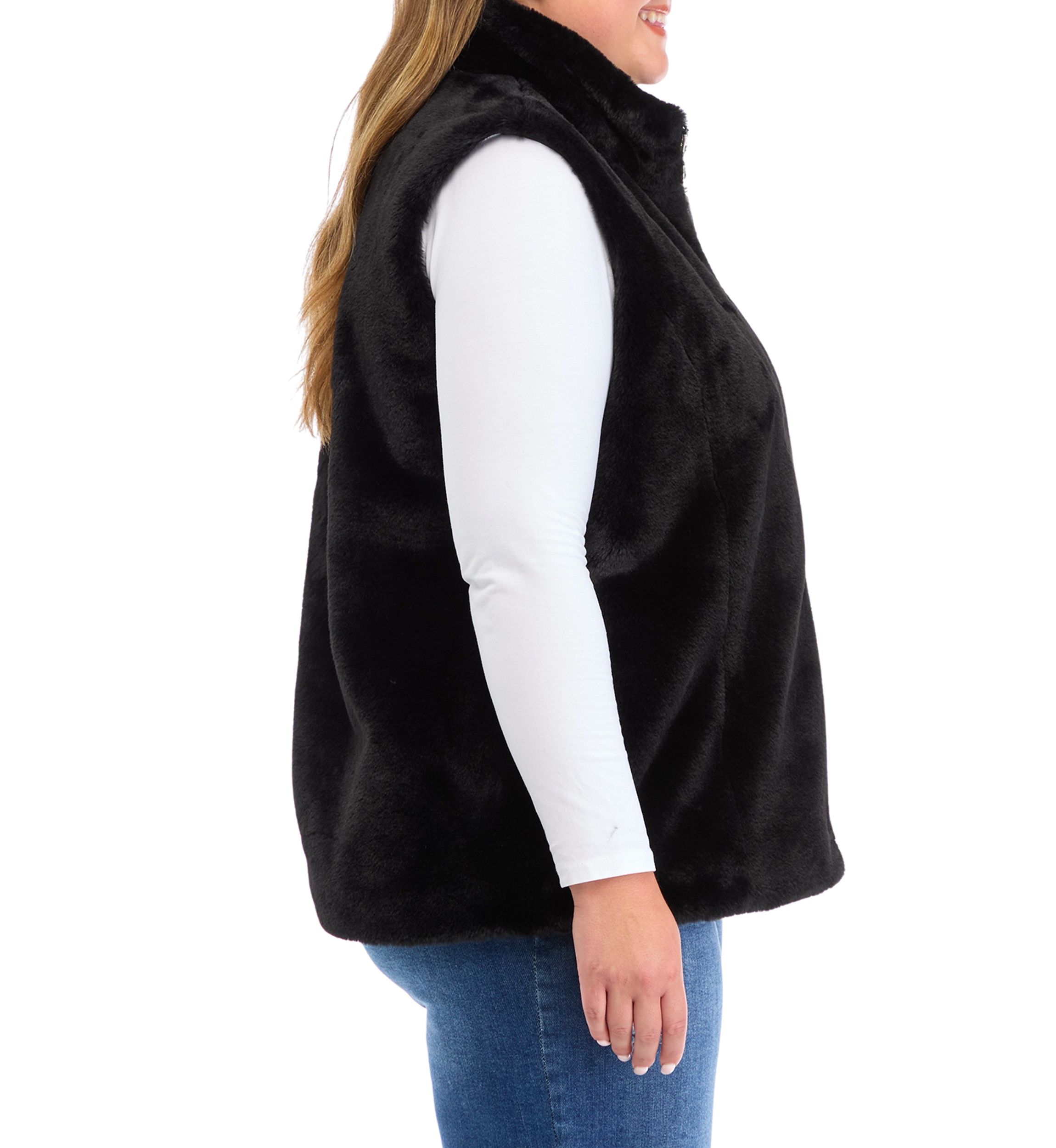 Plus Size Faux Fur Vest