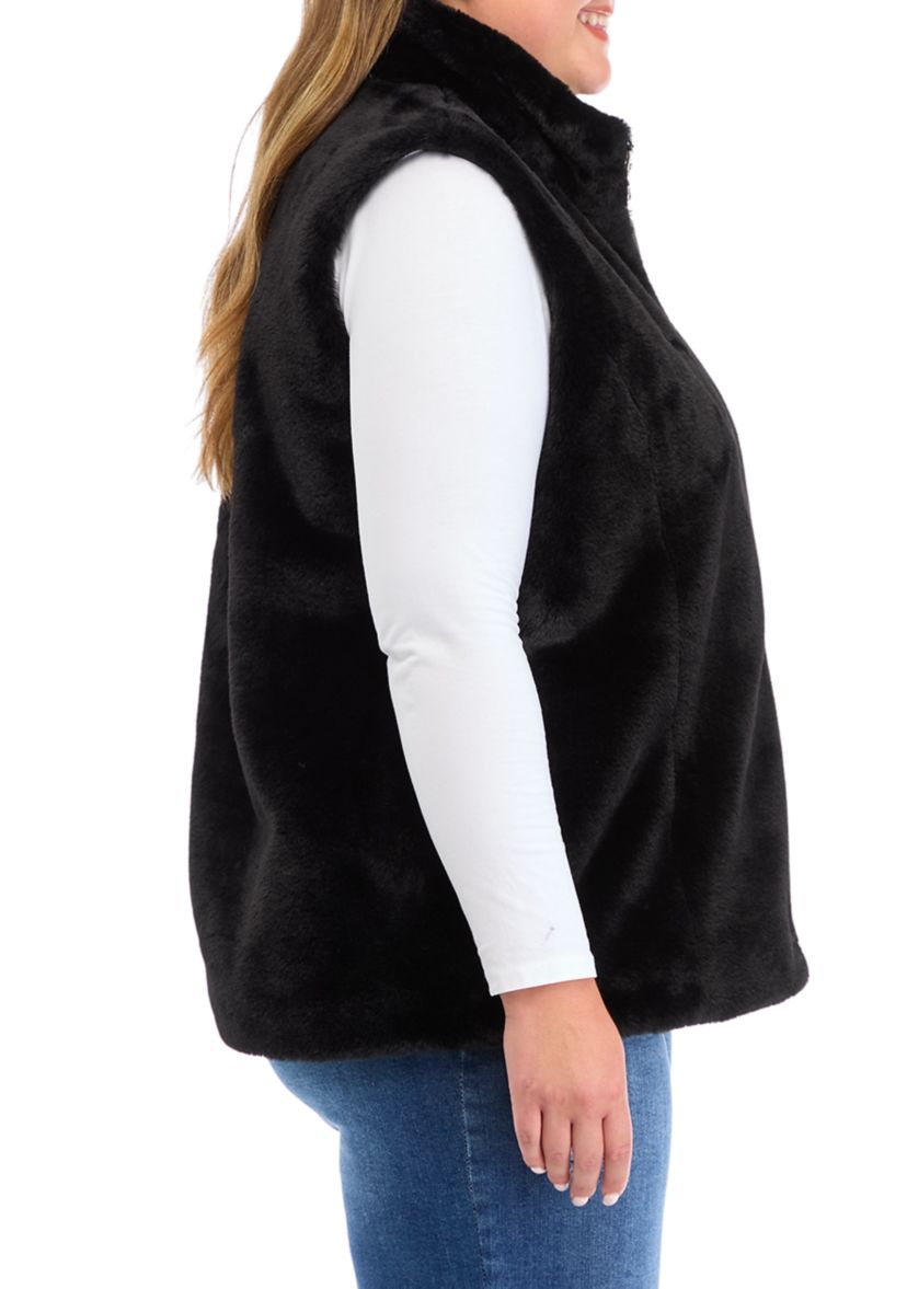 Plus Size Faux Fur Vest