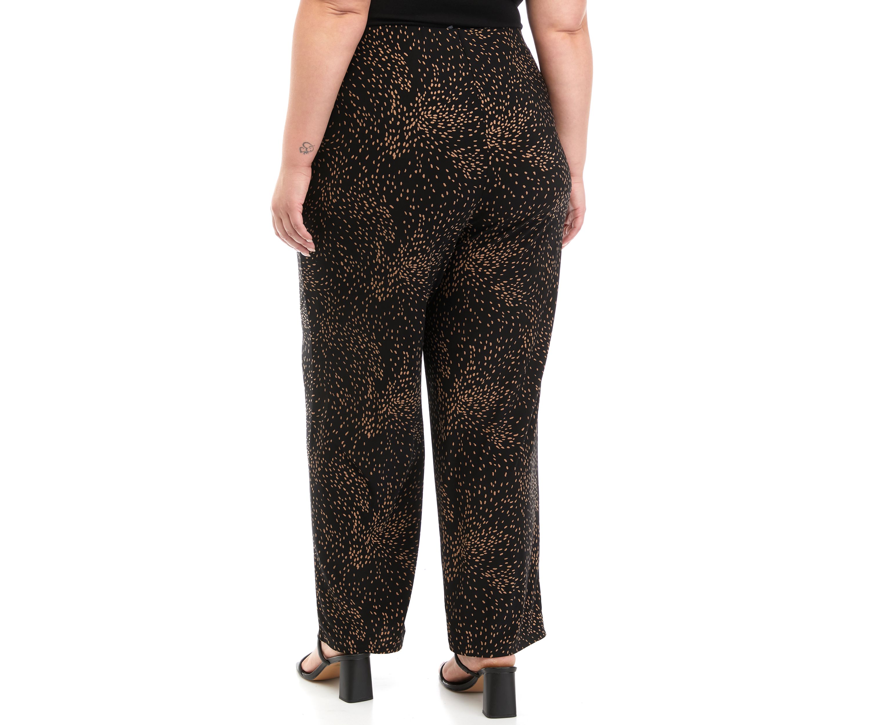 Plus Size Pull On Wide Leg Knit Printed Pants