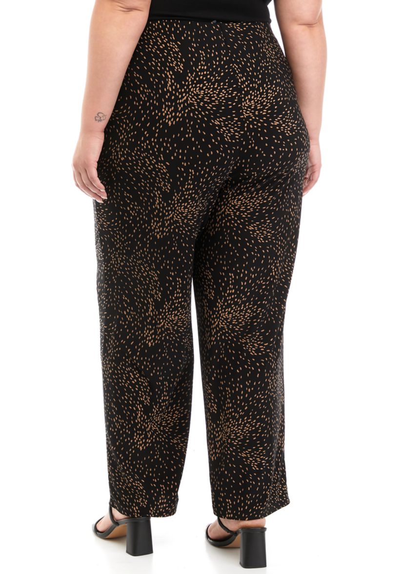 Plus Size Pull On Wide Leg Knit Printed Pants