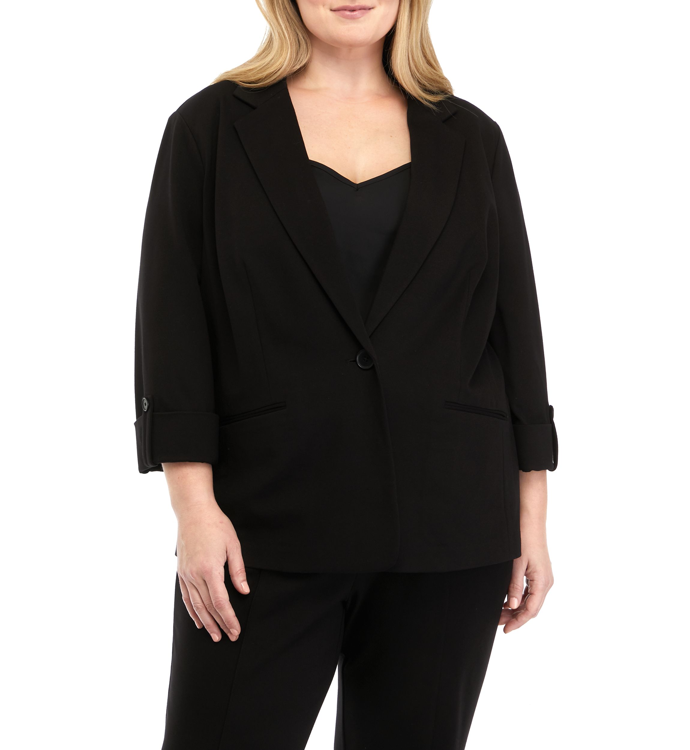 Plus Size One Button Compression Jacket