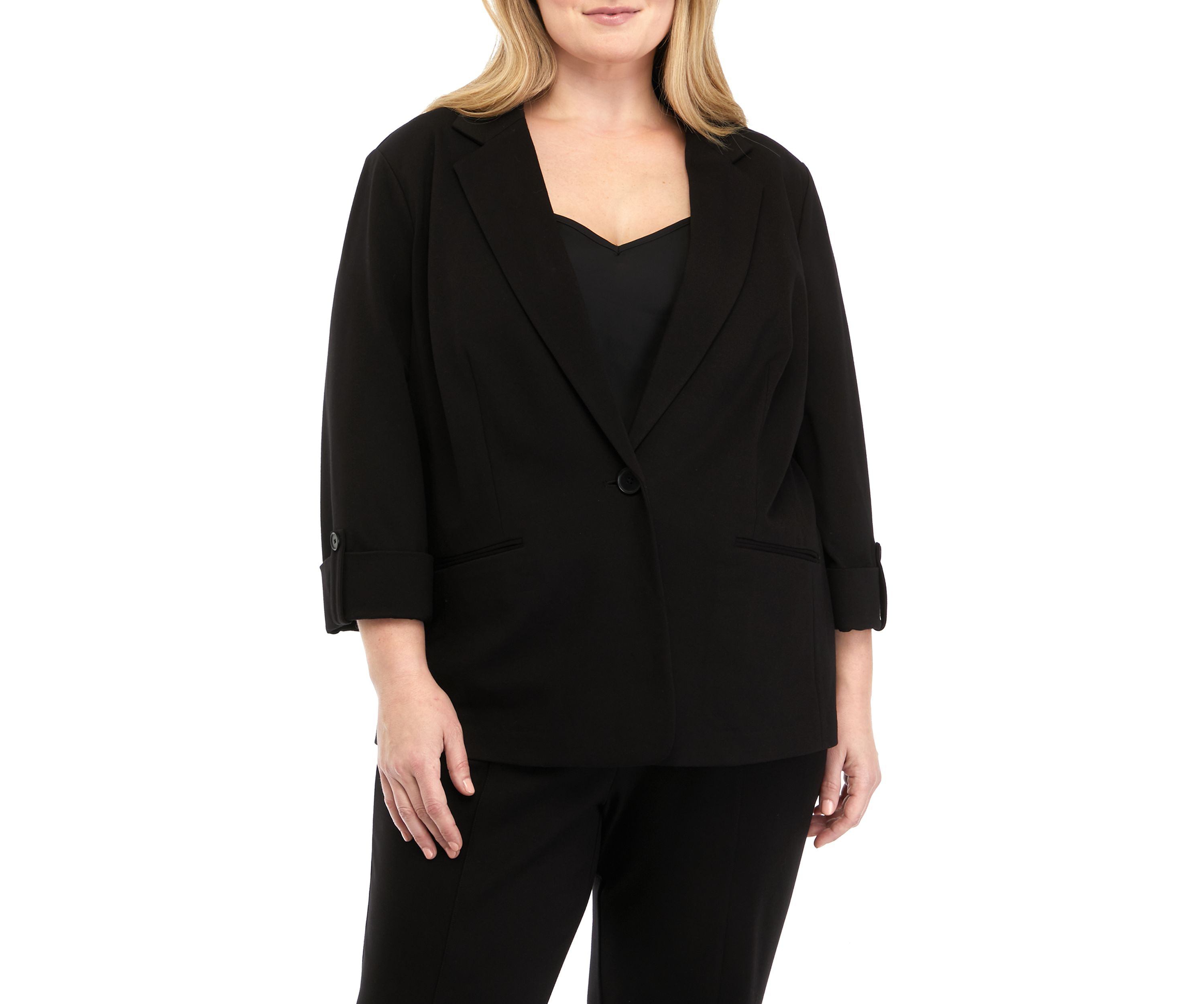 Plus Size One Button Compression Jacket