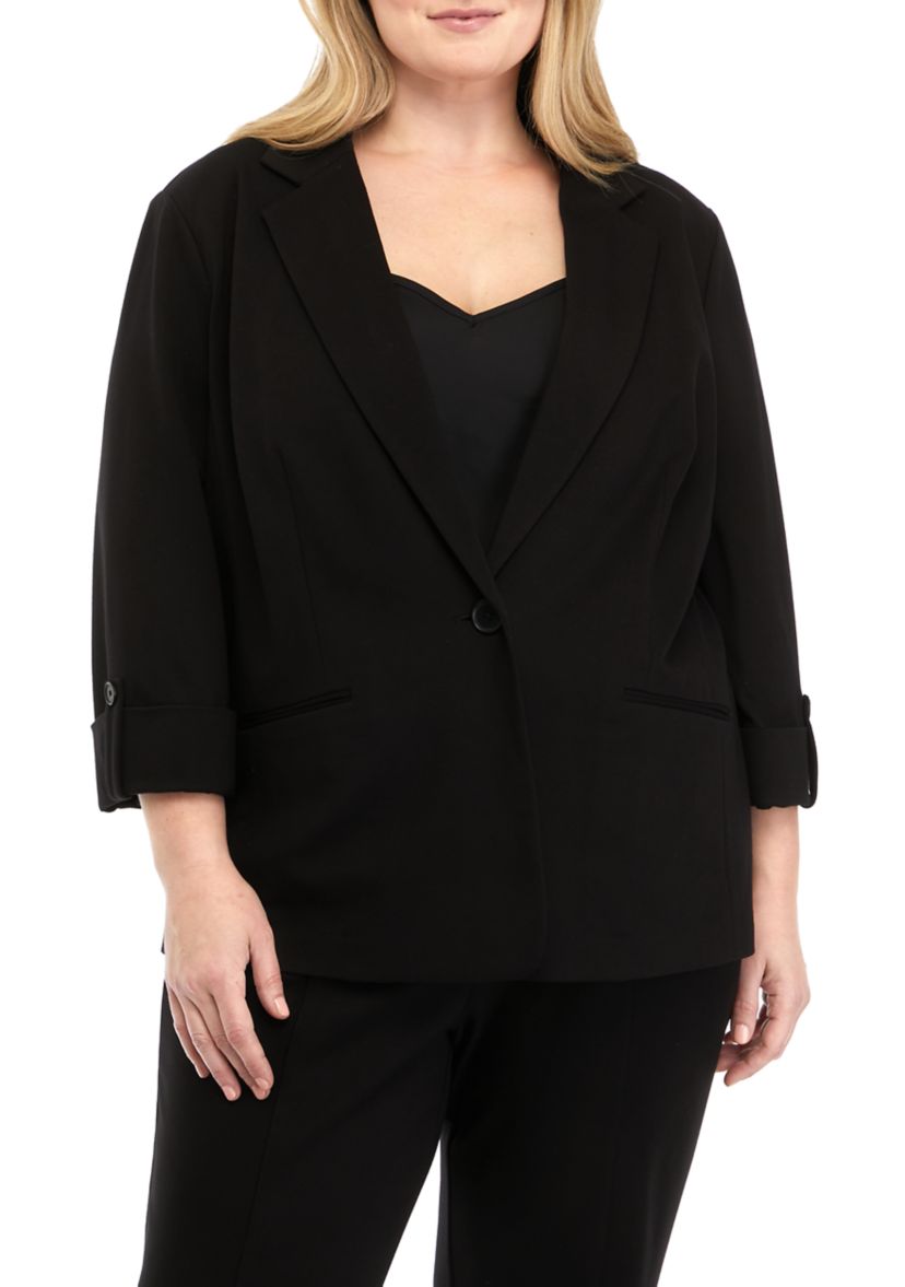 Plus Size One Button Compression Jacket