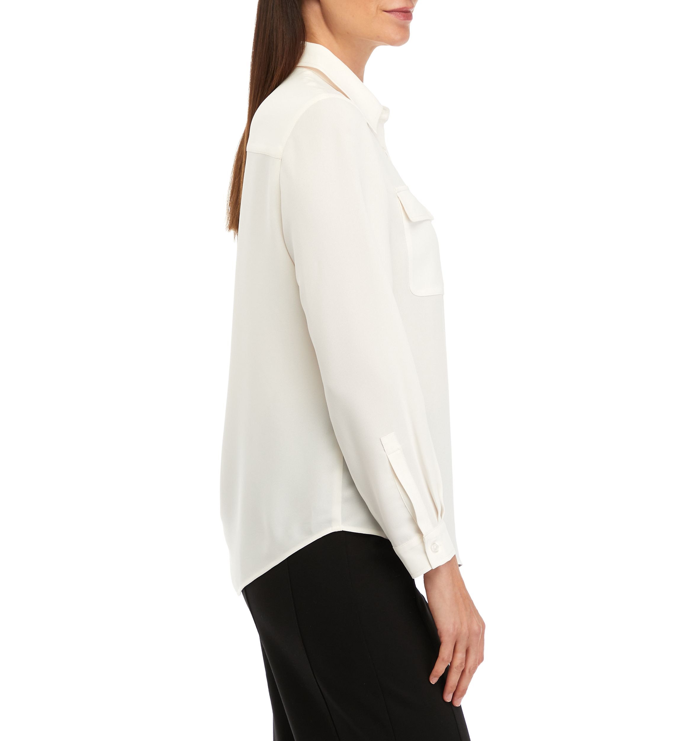 Petite Long Sleeve Slim Fit Utility Blouse