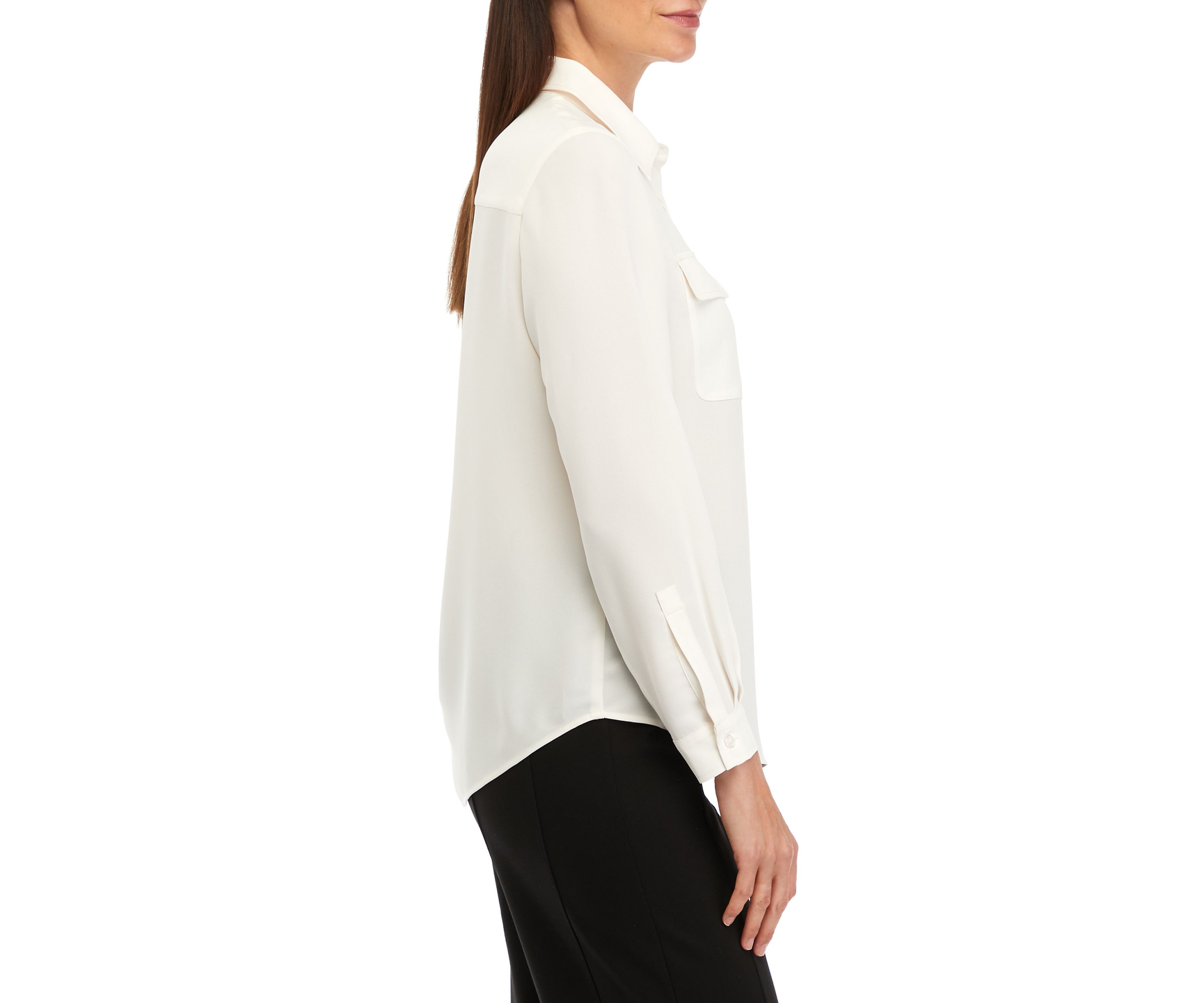 Petite Long Sleeve Slim Fit Utility Blouse