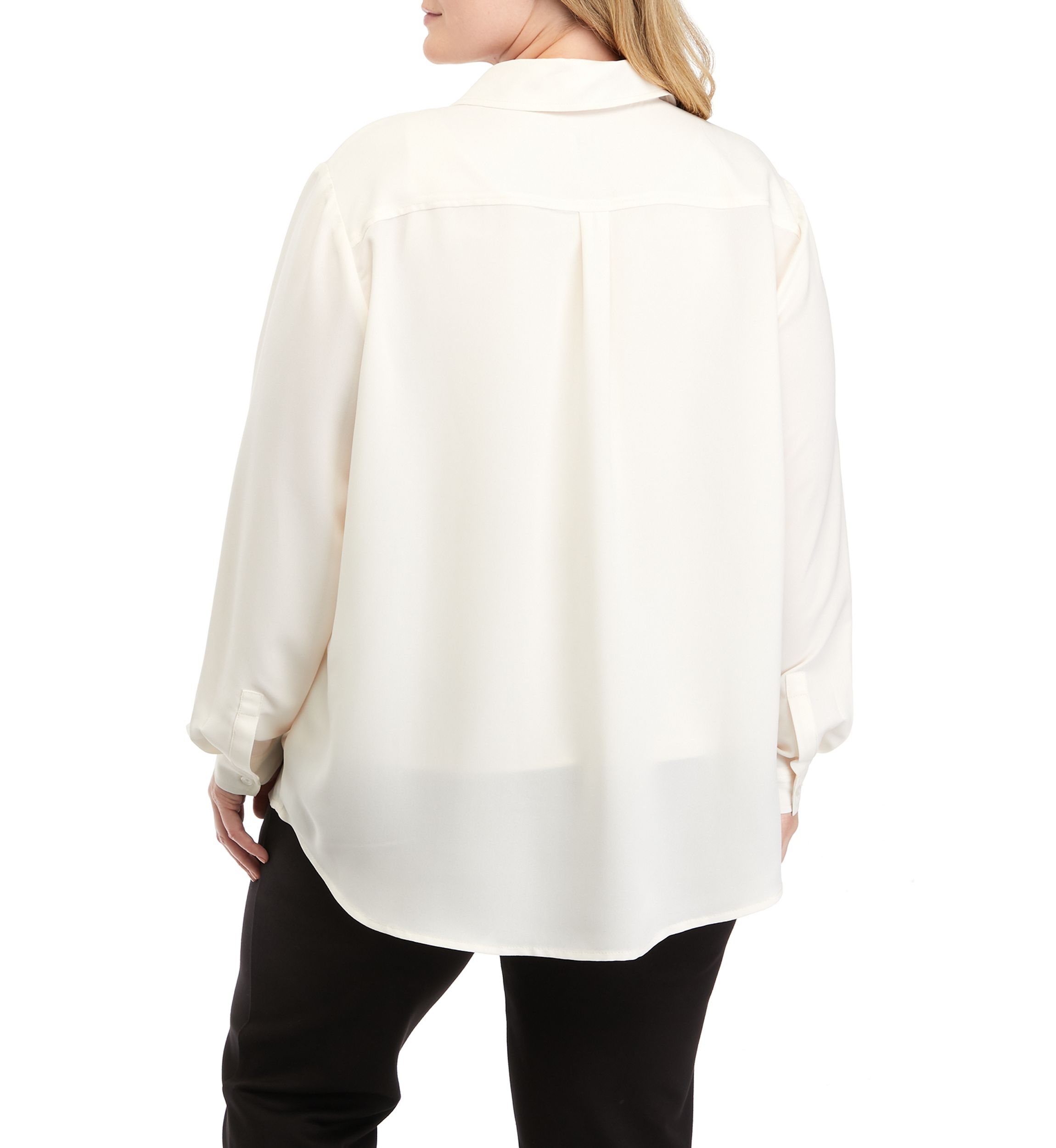 Plus Size Long Sleeve Slim Fit Utility Blouse