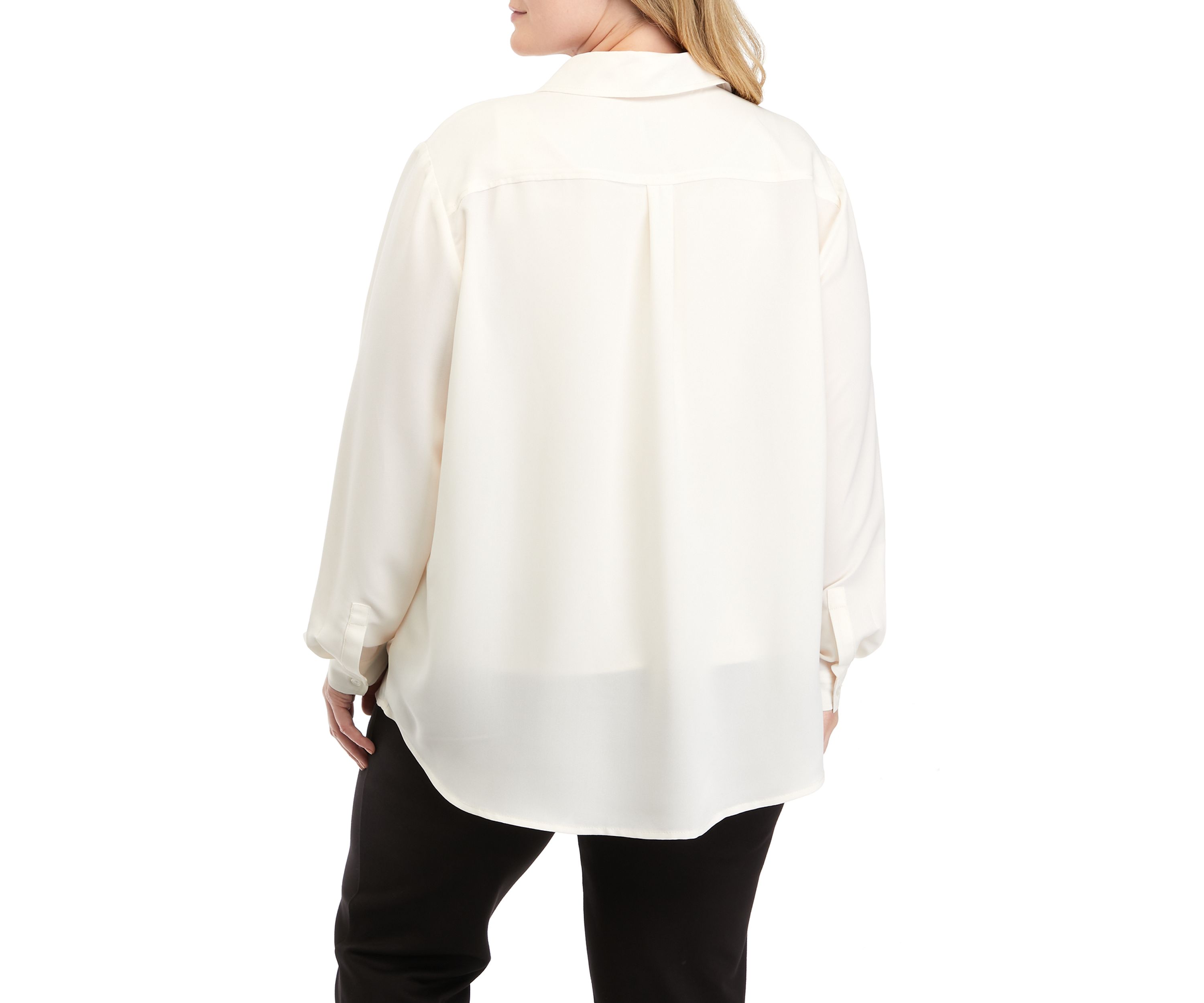 Plus Size Long Sleeve Slim Fit Utility Blouse