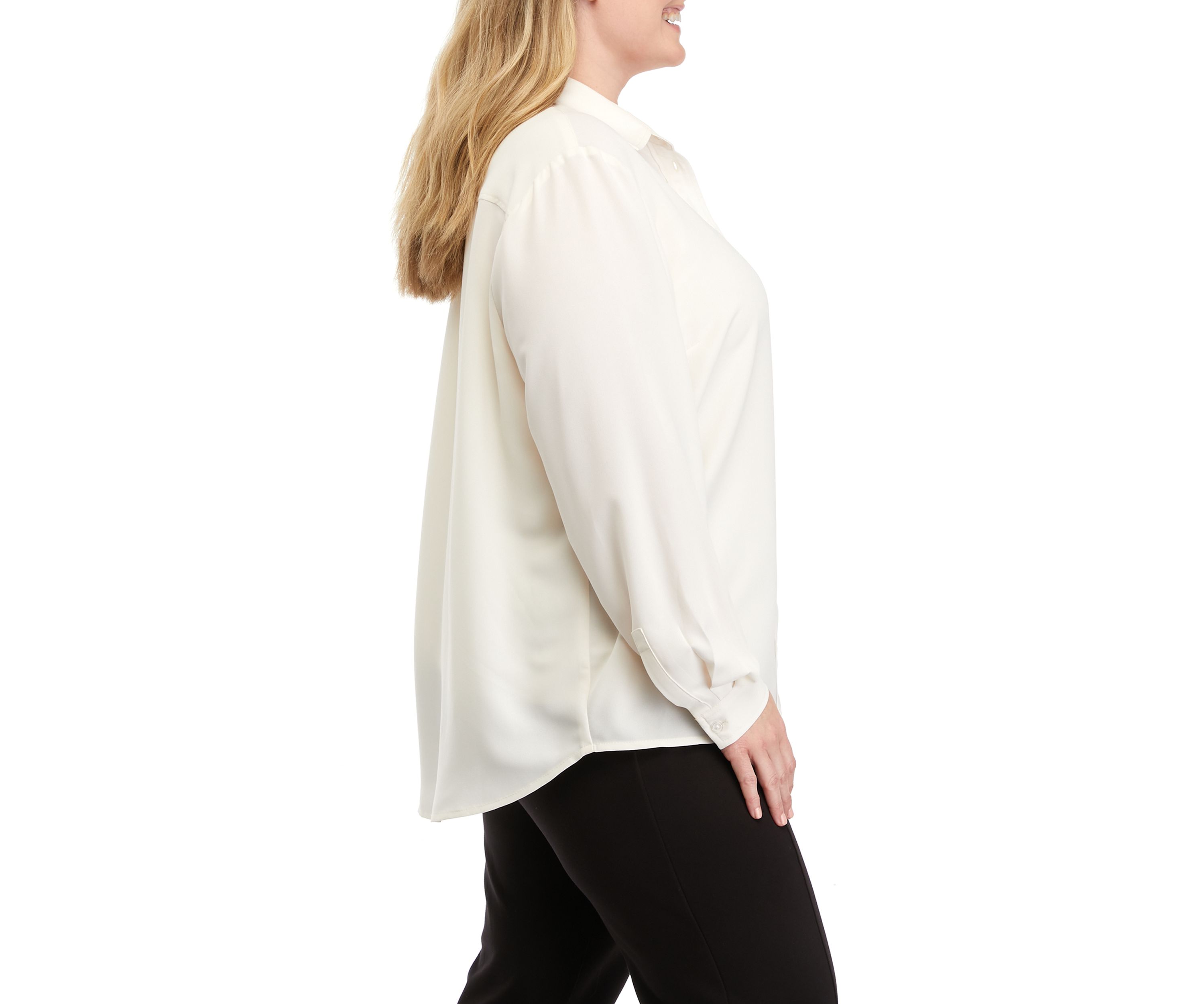 Plus Size Long Sleeve Slim Fit Utility Blouse