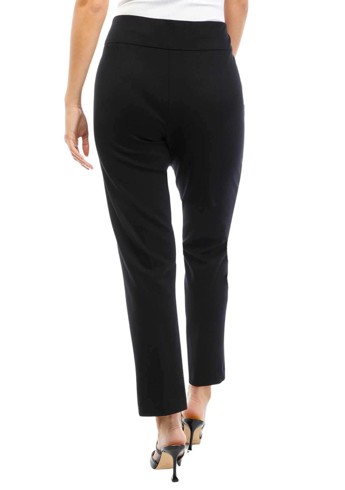 Petite Pull On Slit Front Slim Ankle Pants