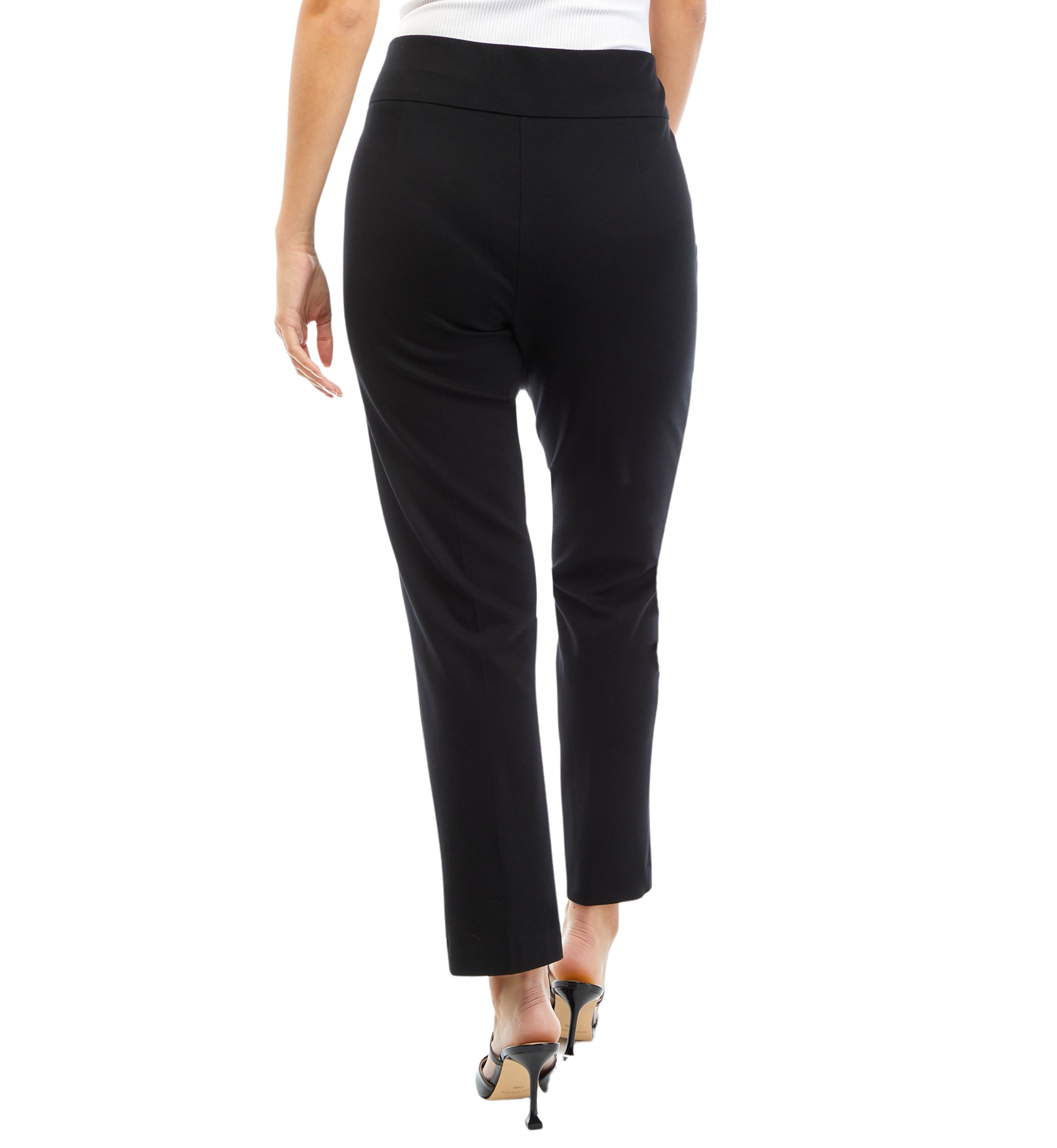 Petite Pull On Slit Front Slim Ankle Pants