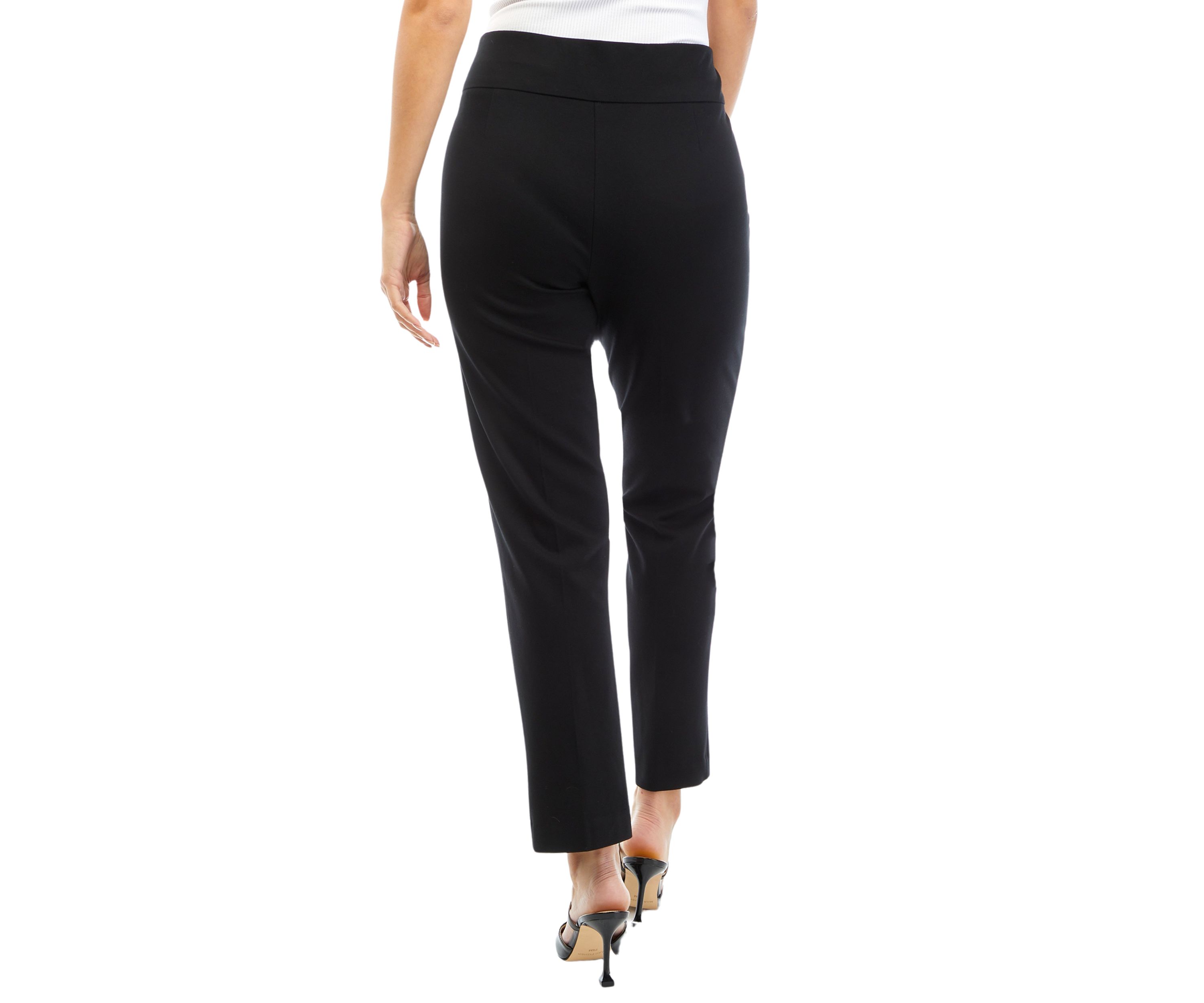 Petite Pull On Slit Front Slim Ankle Pants