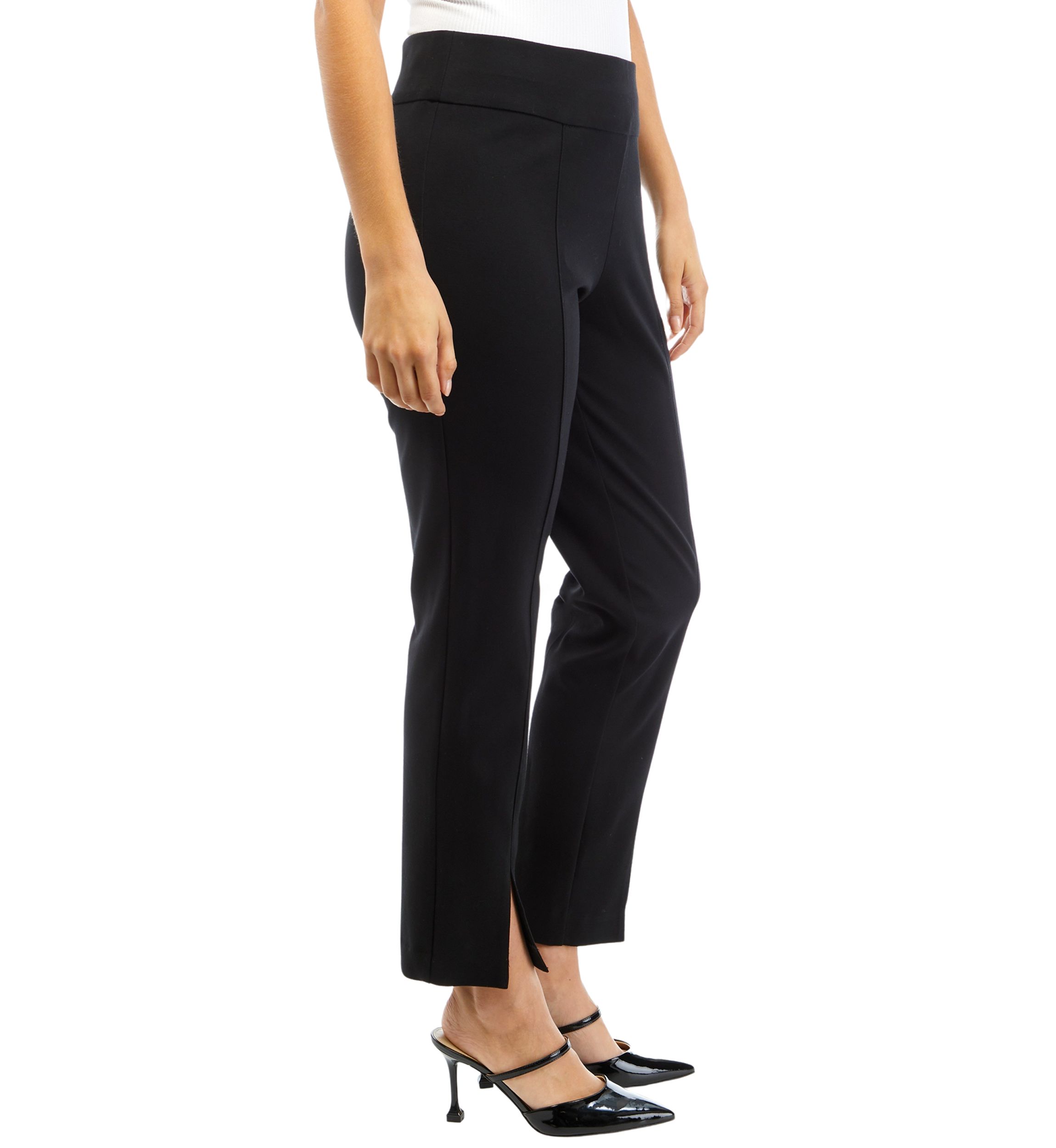 Petite Pull On Slit Front Slim Ankle Pants