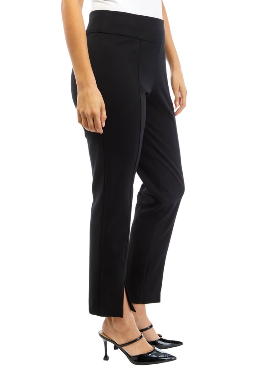 Petite Pull On Slit Front Slim Ankle Pants