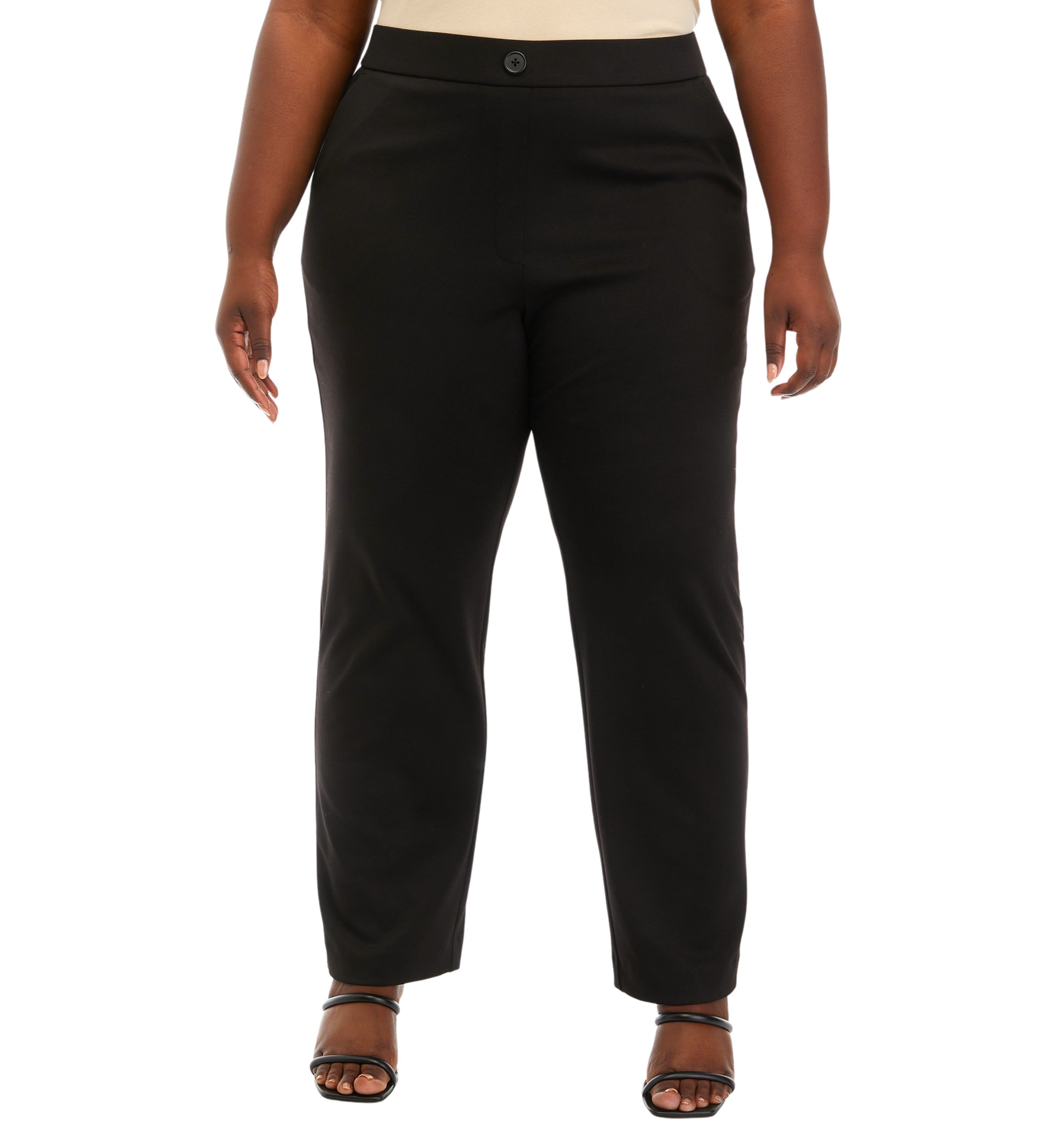 Plus Size Pull On Ponte Straight Pants