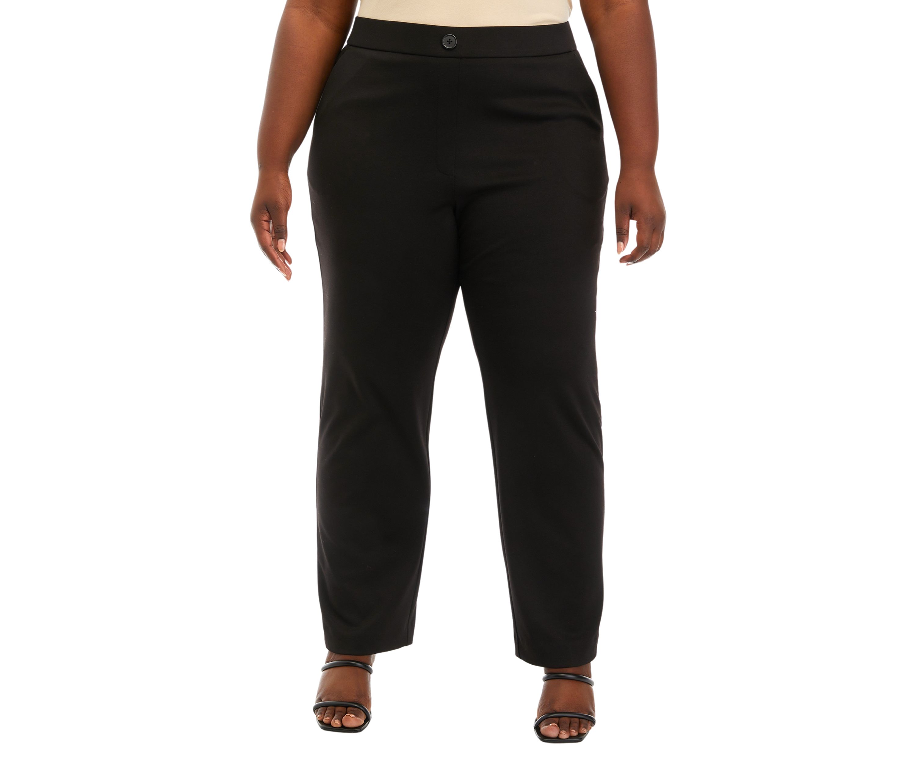Plus Size Pull On Ponte Straight Pants