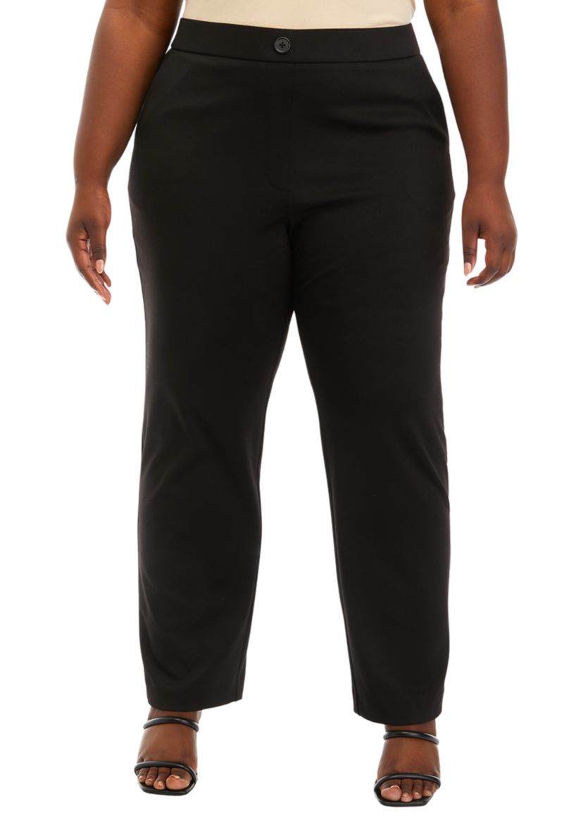 Plus Size Pull On Ponte Straight Pants